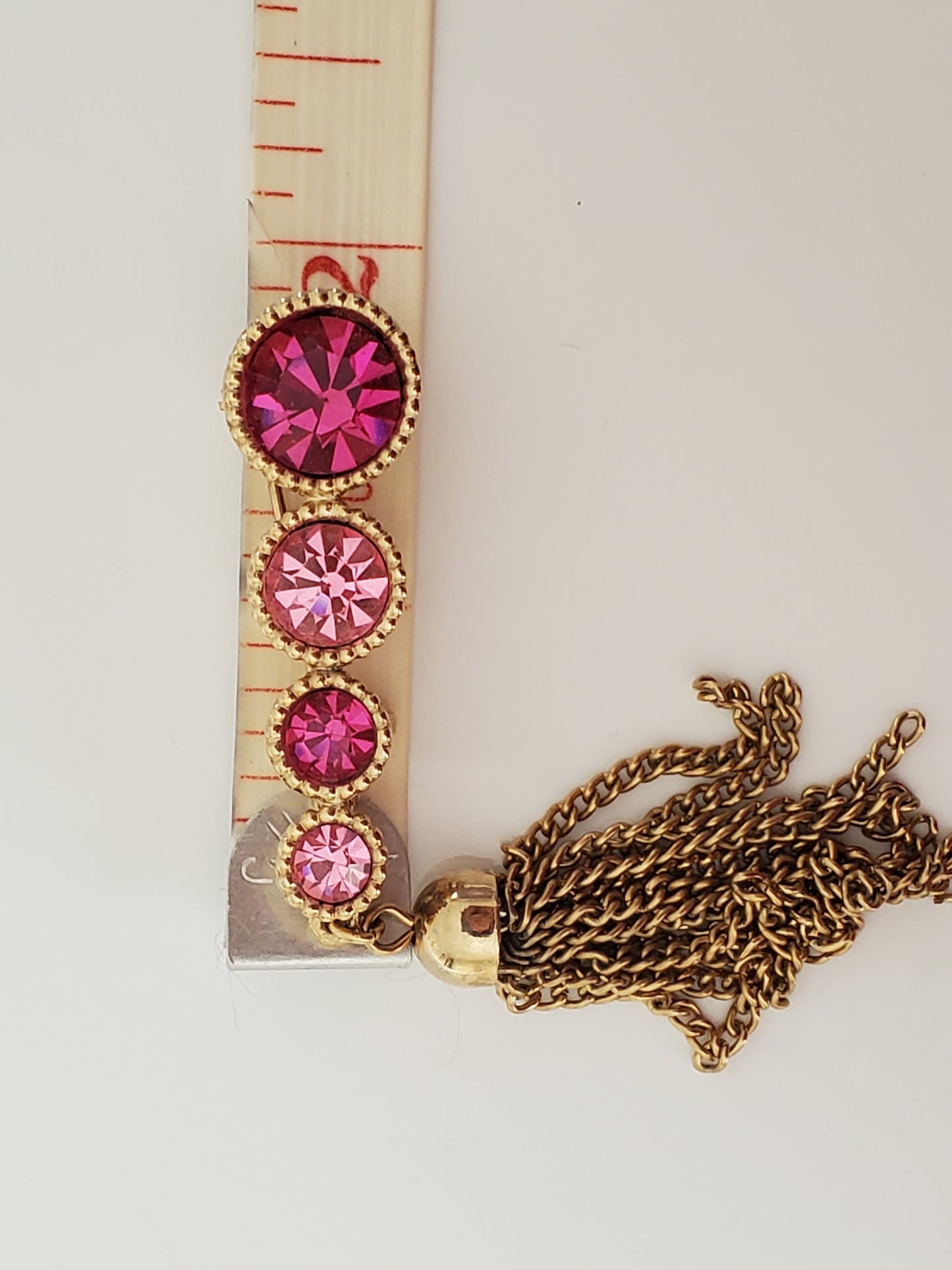Vintage Sara Coventry brooch with Pink Rhinestones and Tassel