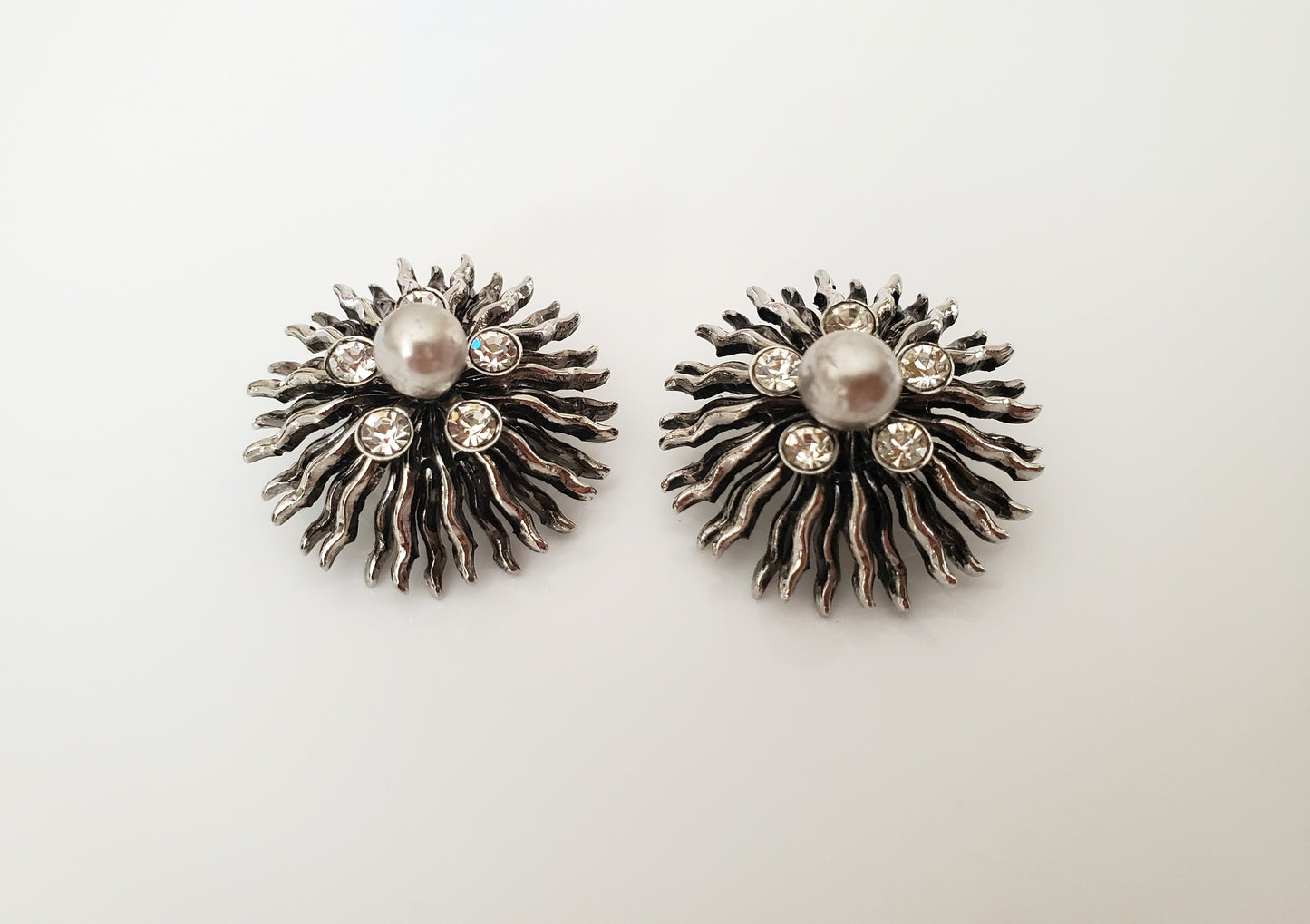 Vintage Bergere Sunburst Clip-On Earrings