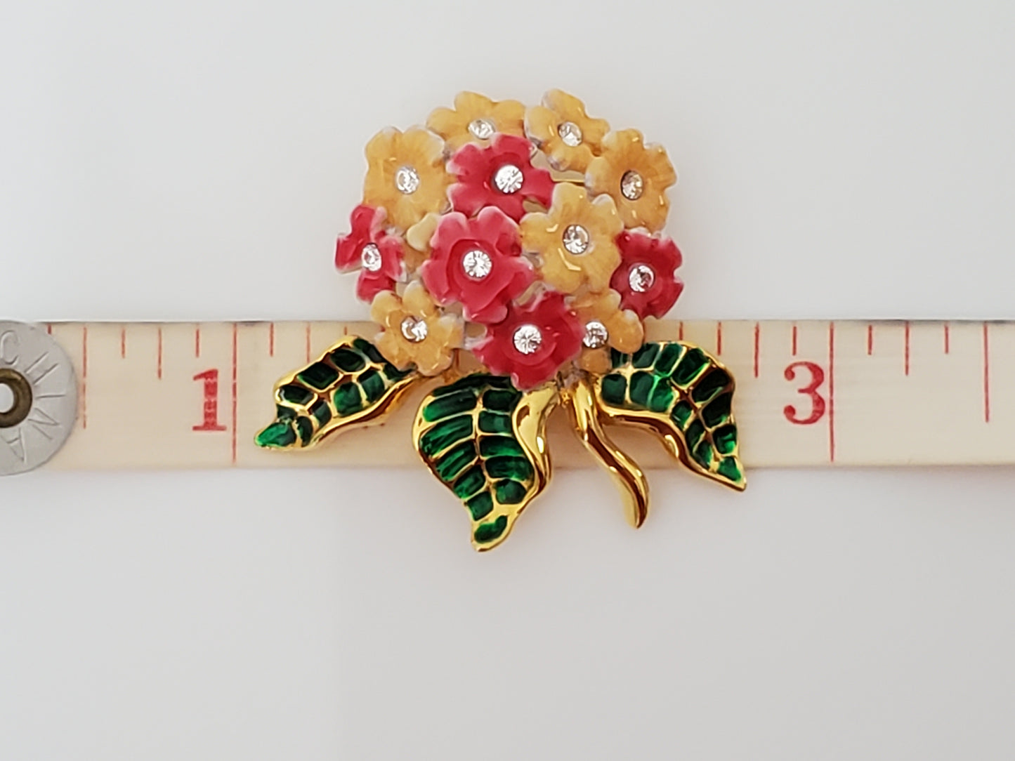Vintage Joan Rivers Pink and Yellow Floral Bouquet Pin Brooch
