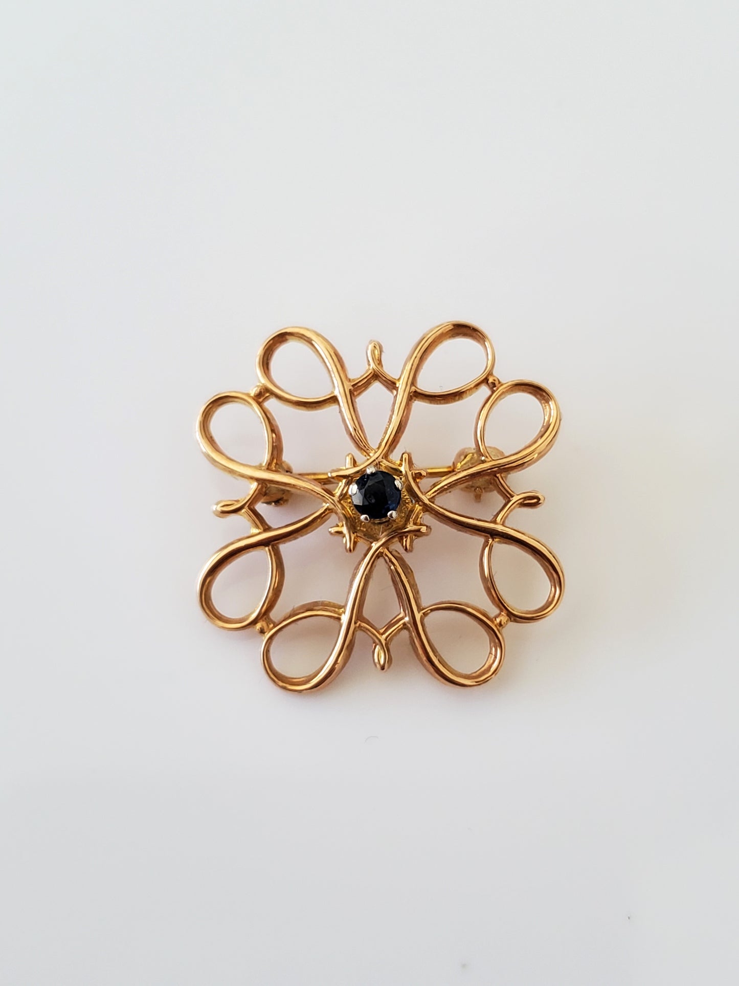 Vintage 10k Yellow Gold Blue Stone Pin Avon President’s Club Award Brooch