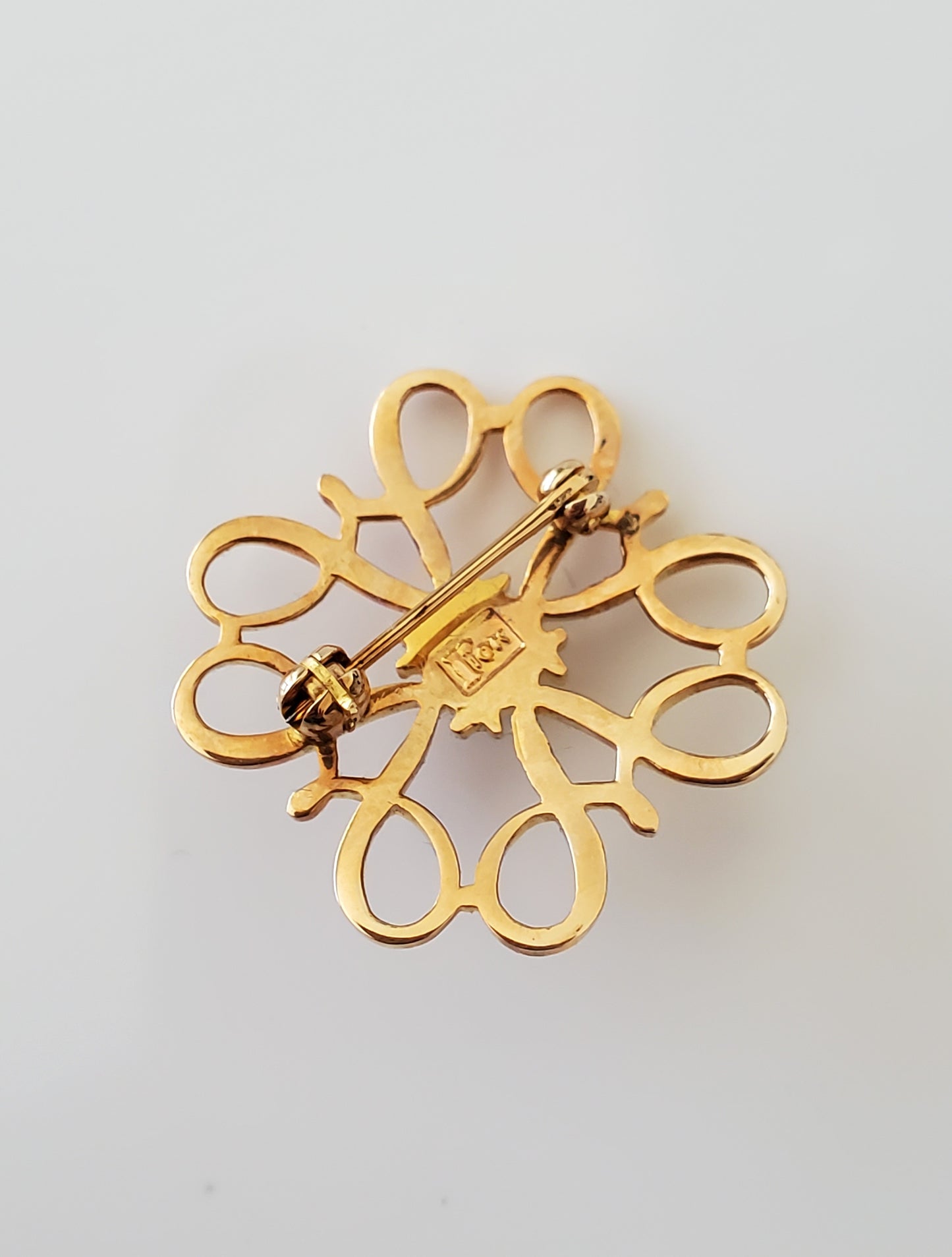 Vintage 10k Yellow Gold Blue Stone Pin Avon President’s Club Award Brooch