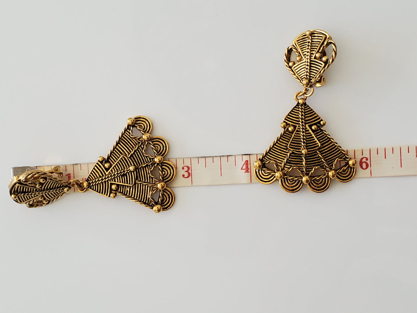 BARRERA For Avon Vintage 1980's Gold Mayan Pendant Necklace and Earring Set