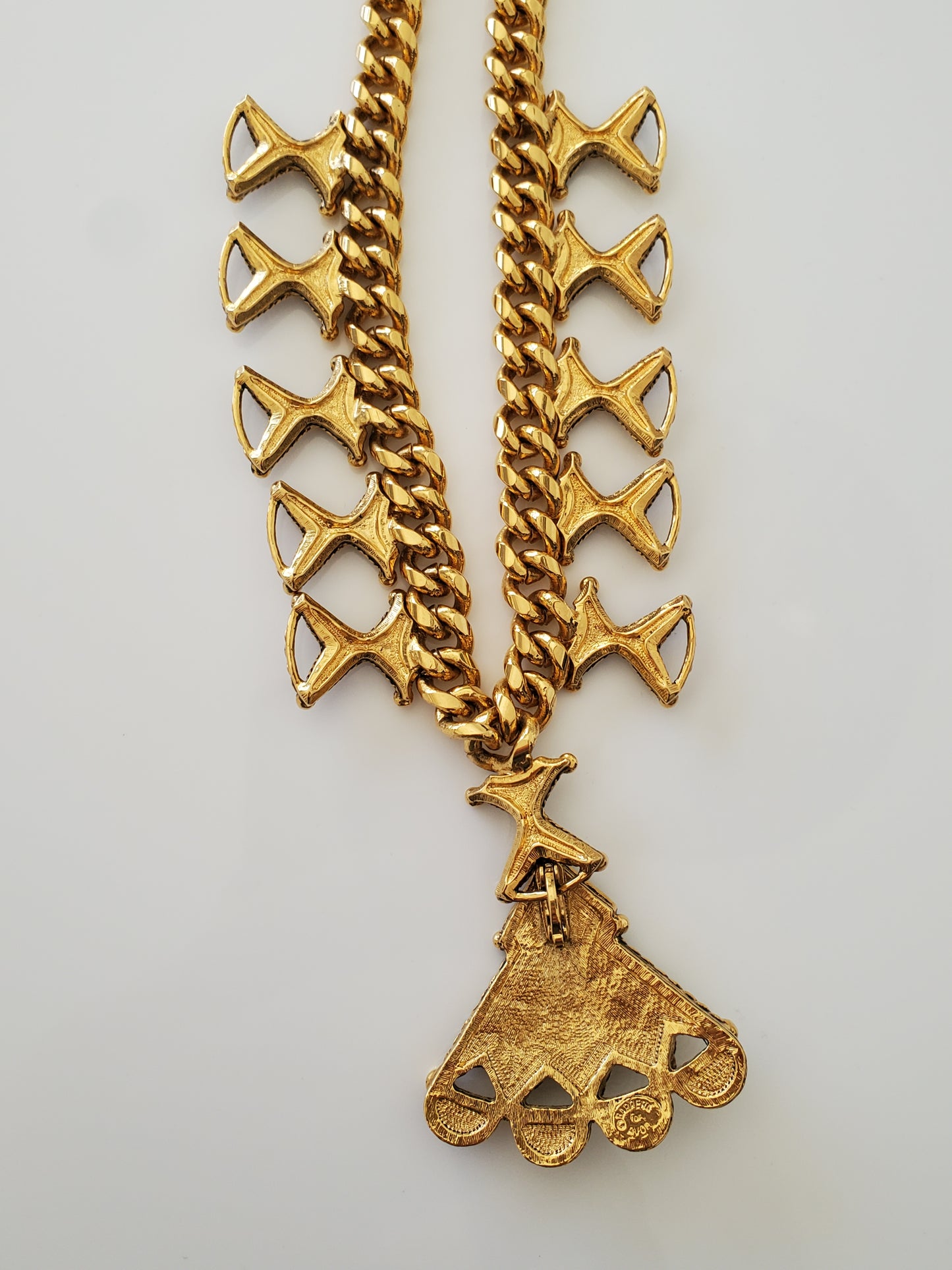 BARRERA For Avon Vintage 1980's Gold Mayan Pendant Necklace and Earring Set