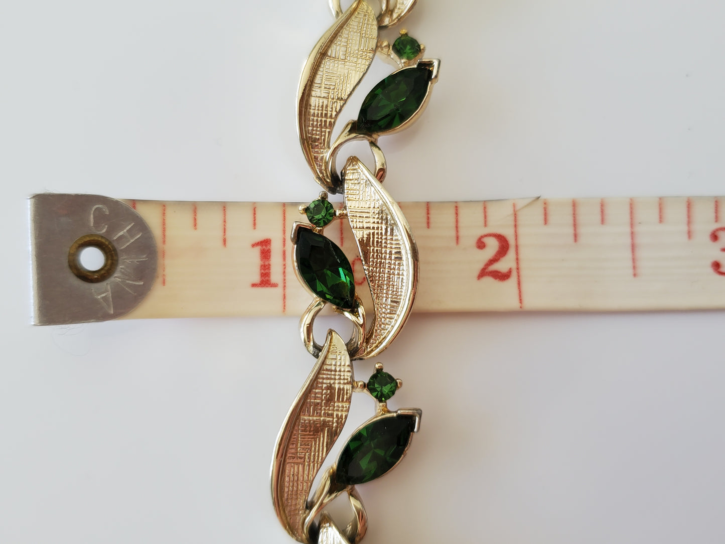 Vintage Green Rhinestone Lisner Designer Bracelet