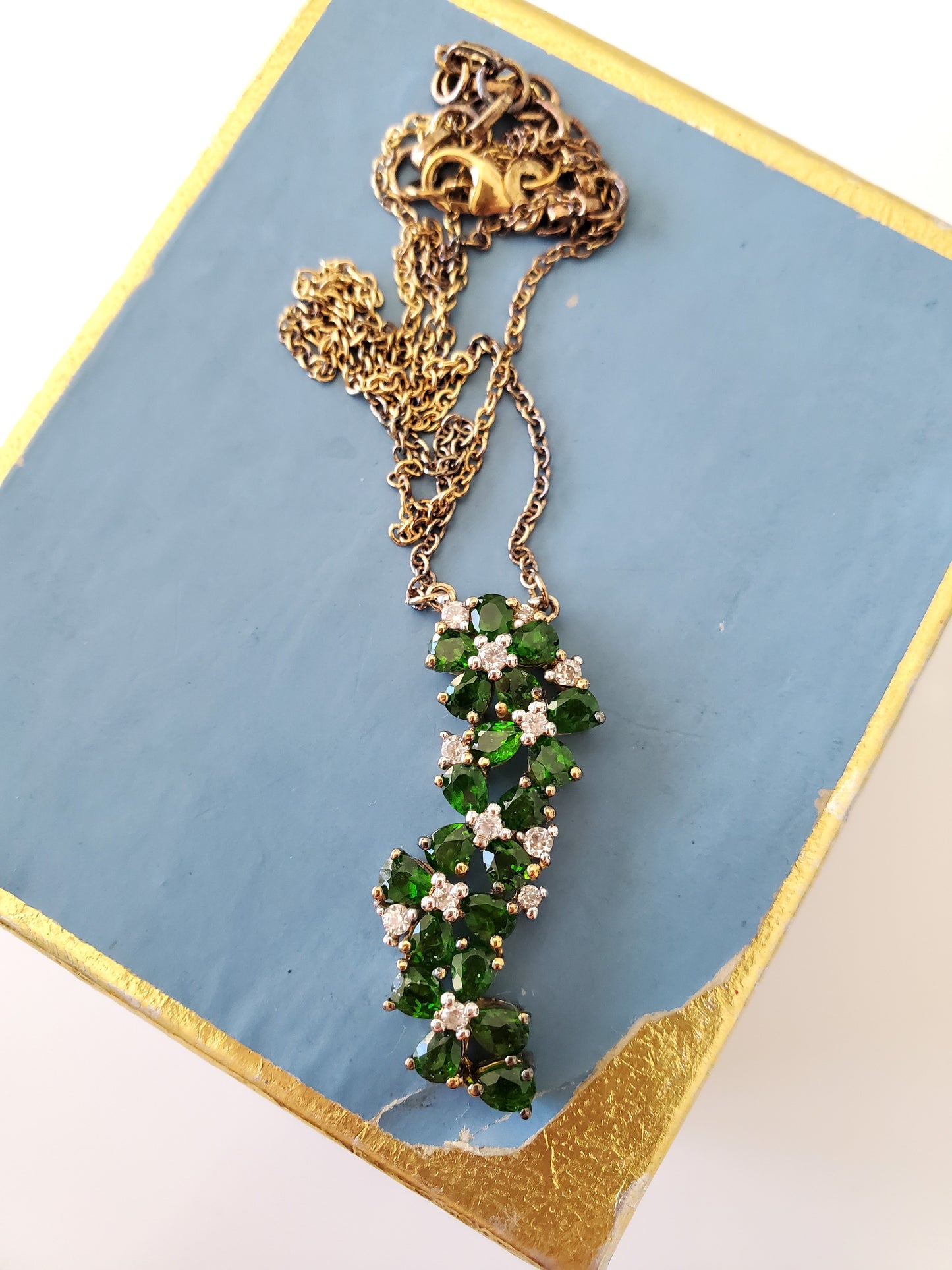 Sterling Silver Green Gem Flower Necklace