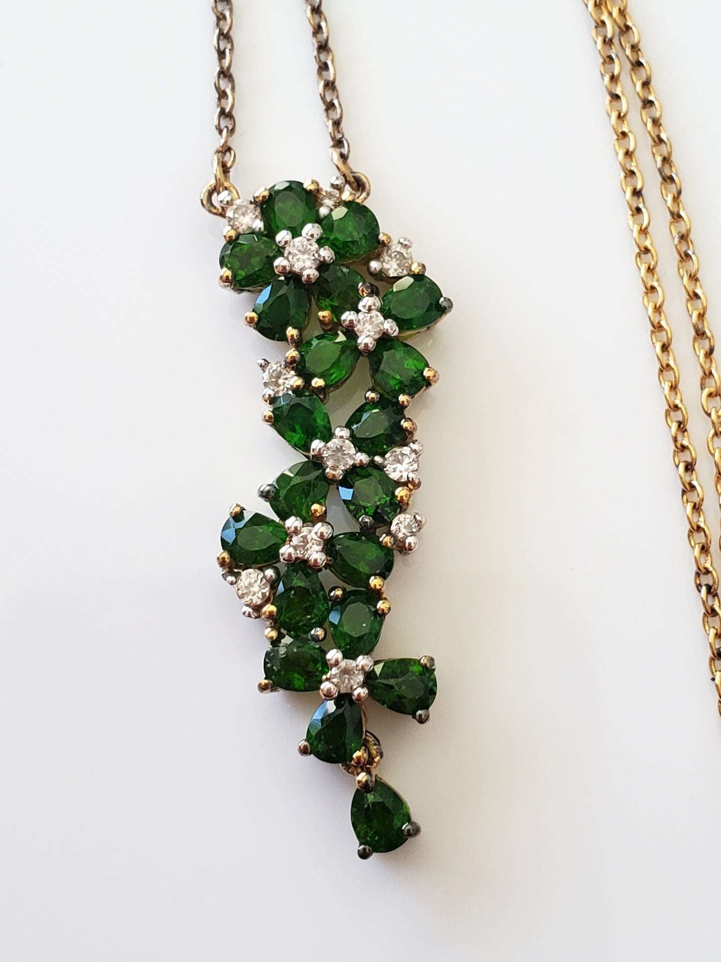 Sterling Silver Green Gem Flower Necklace