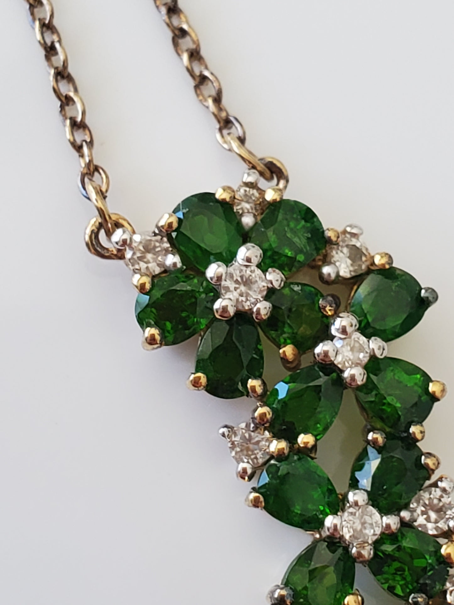Sterling Silver Green Gem Flower Necklace