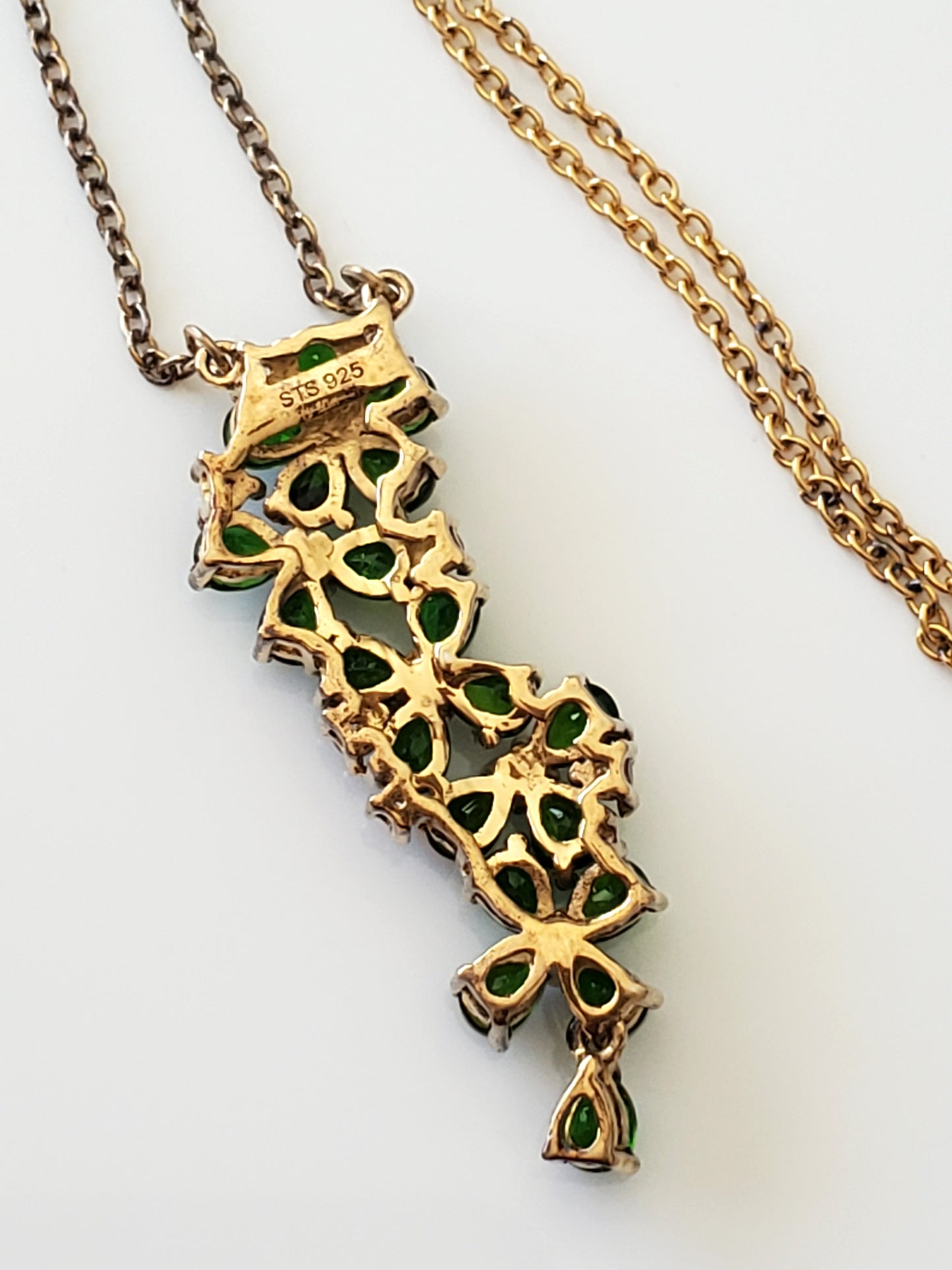 Sterling Silver Green Gem Flower Necklace