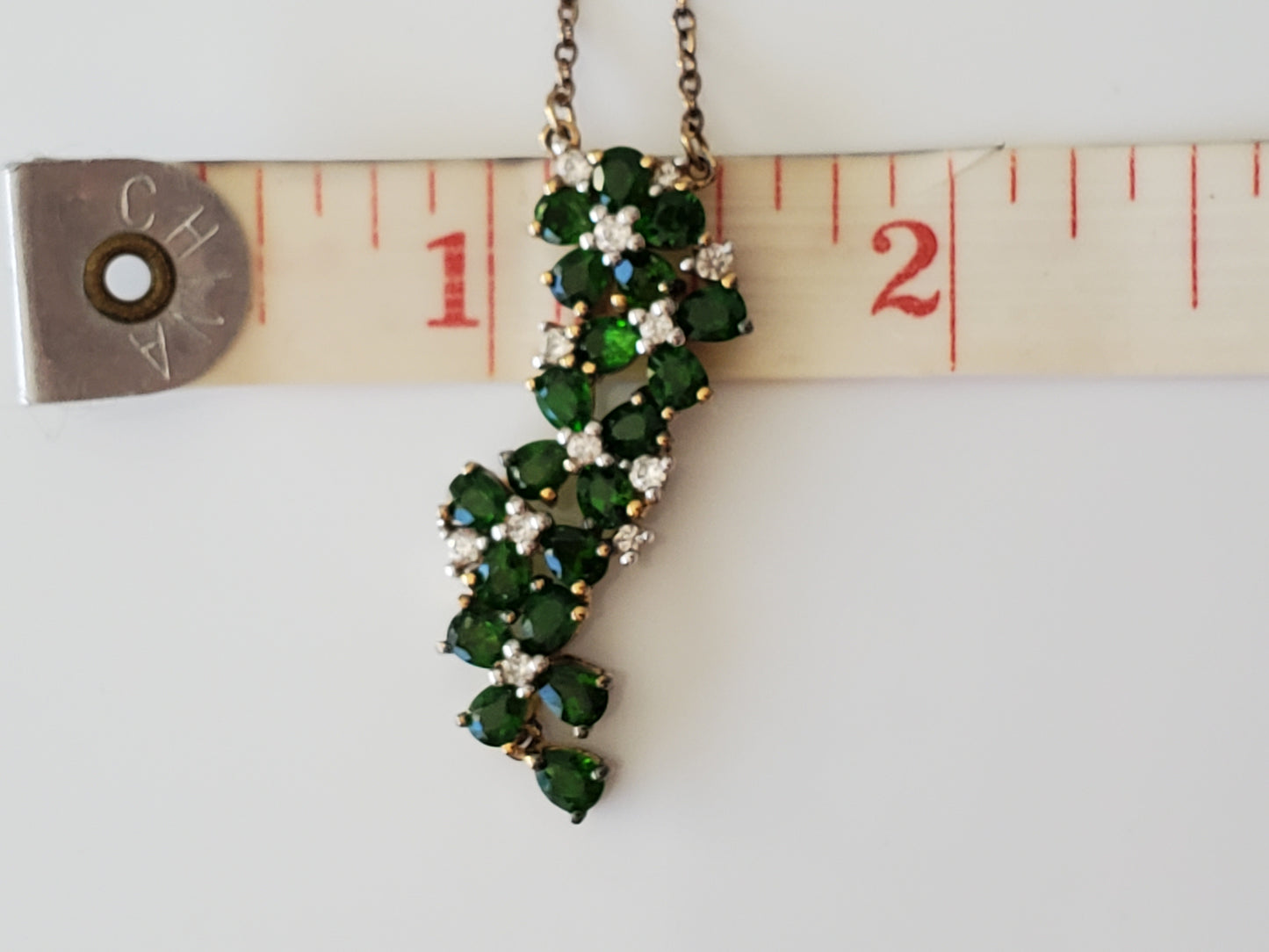 Sterling Silver Green Gem Flower Necklace