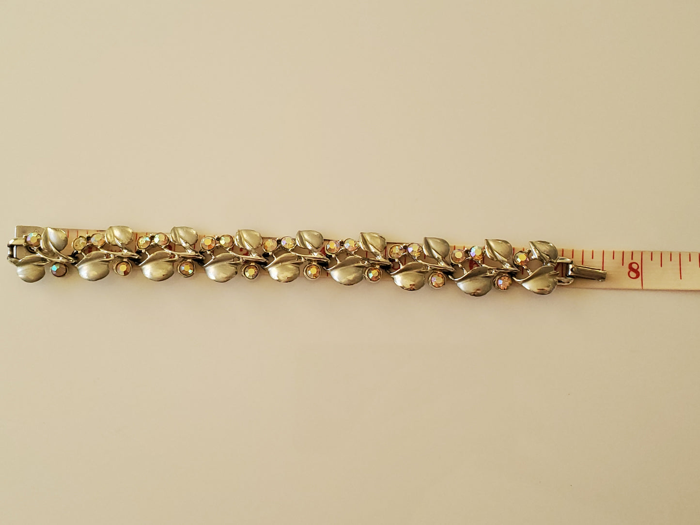 Vintage 1960s BSK AB Clear Rhinestone Floral Bracelet
