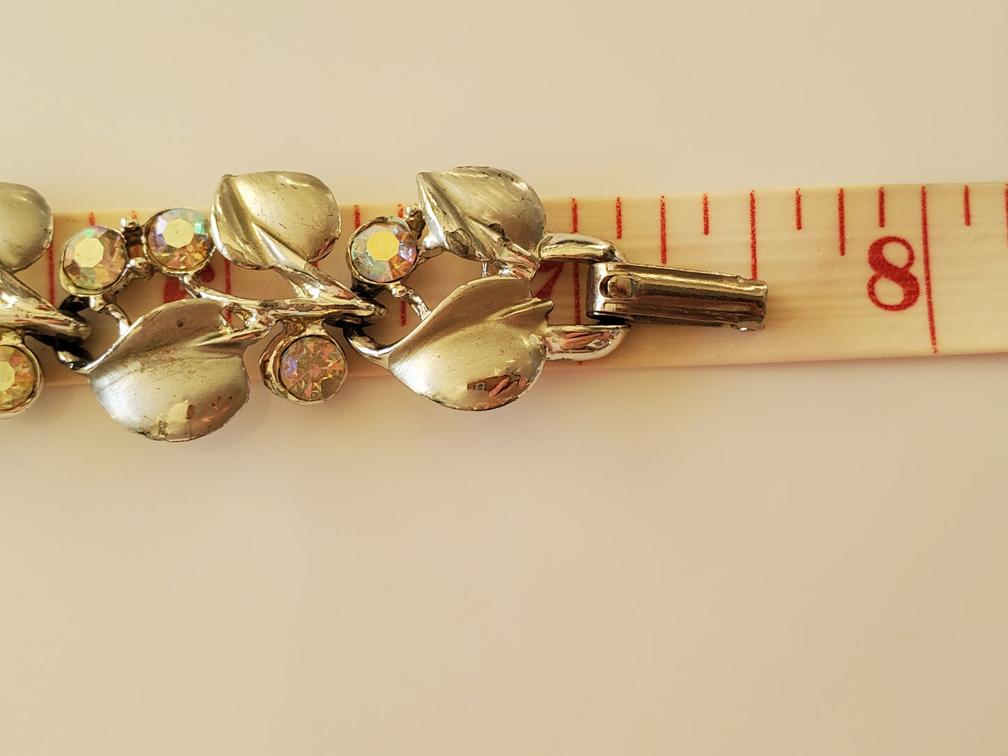 Vintage 1960s BSK AB Clear Rhinestone Floral Bracelet