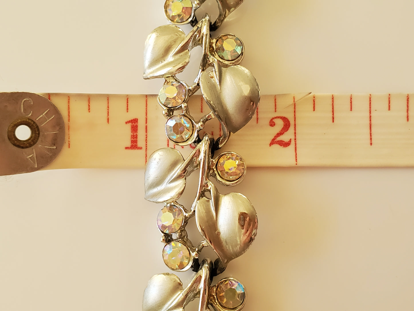 Vintage 1960s BSK AB Clear Rhinestone Floral Bracelet