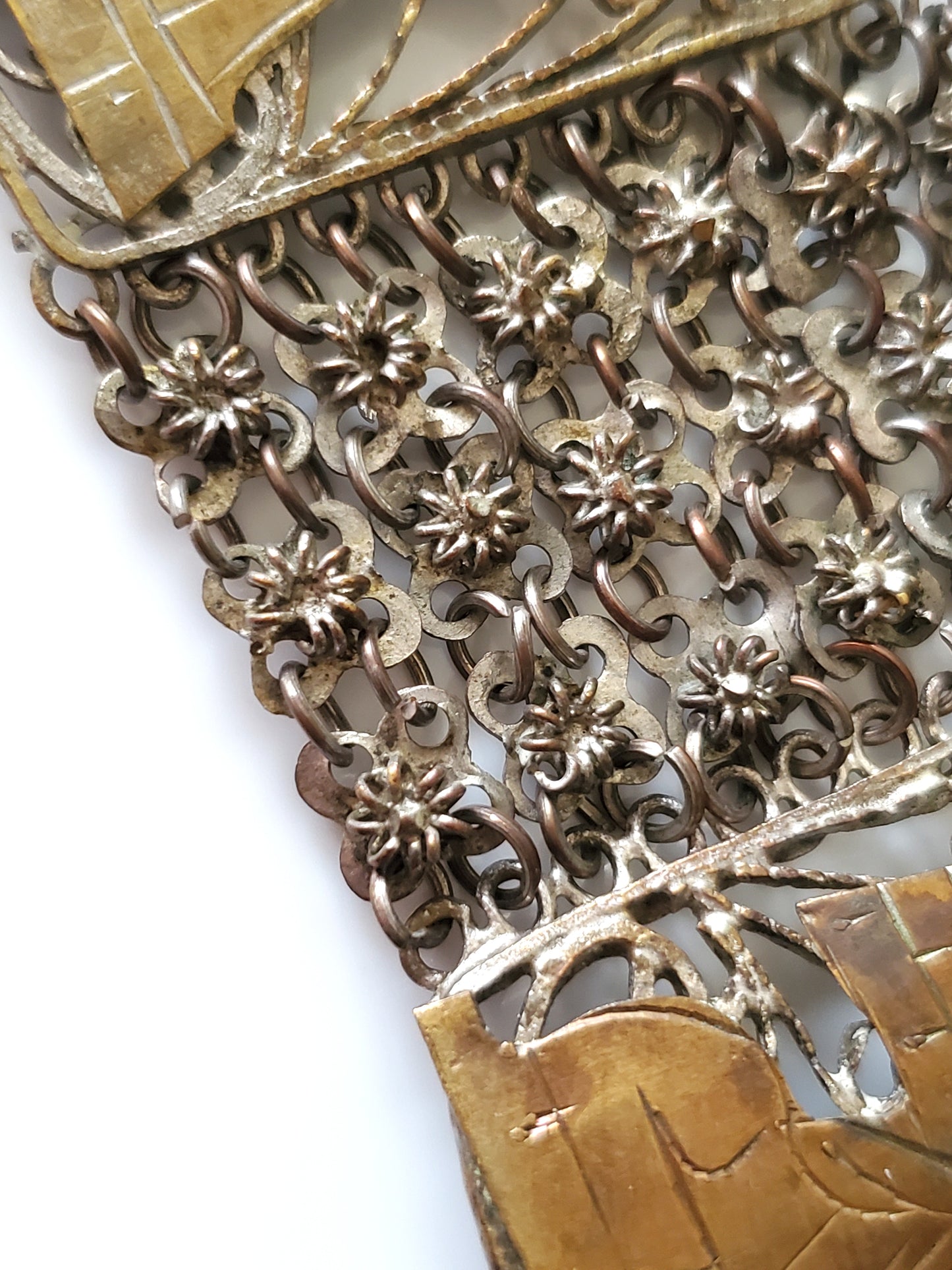 Vintage Silver and Brass Egyptian Filigree Bracelet