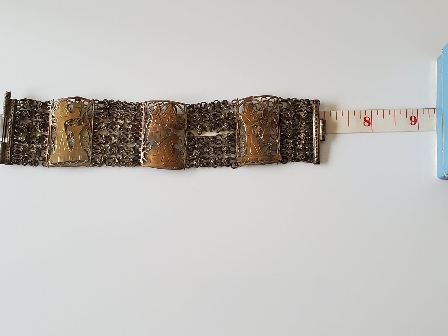 Vintage Silver and Brass Egyptian Filigree Bracelet