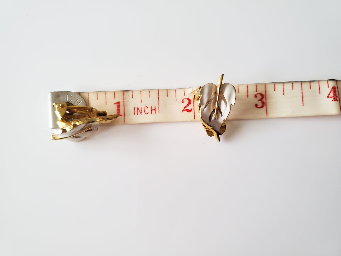 Vintage White Enamel Leaf Brooch and Earring Set