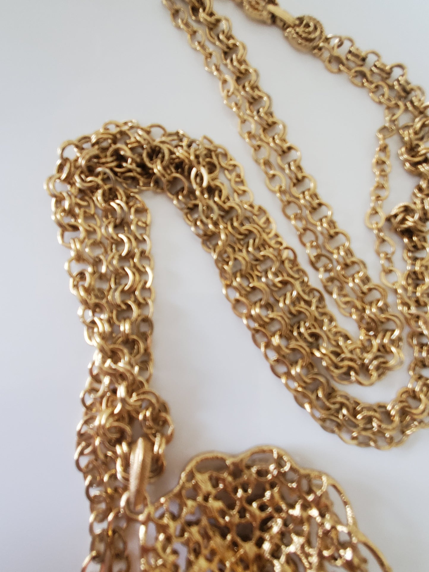 Vintage Orange and Amber Rhinestone Double Strand 30 in Necklace