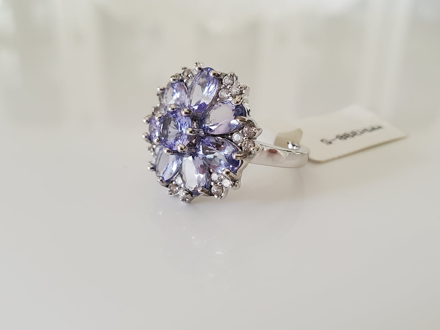 Beautiful Floral Cluster Sterling Silver Ring