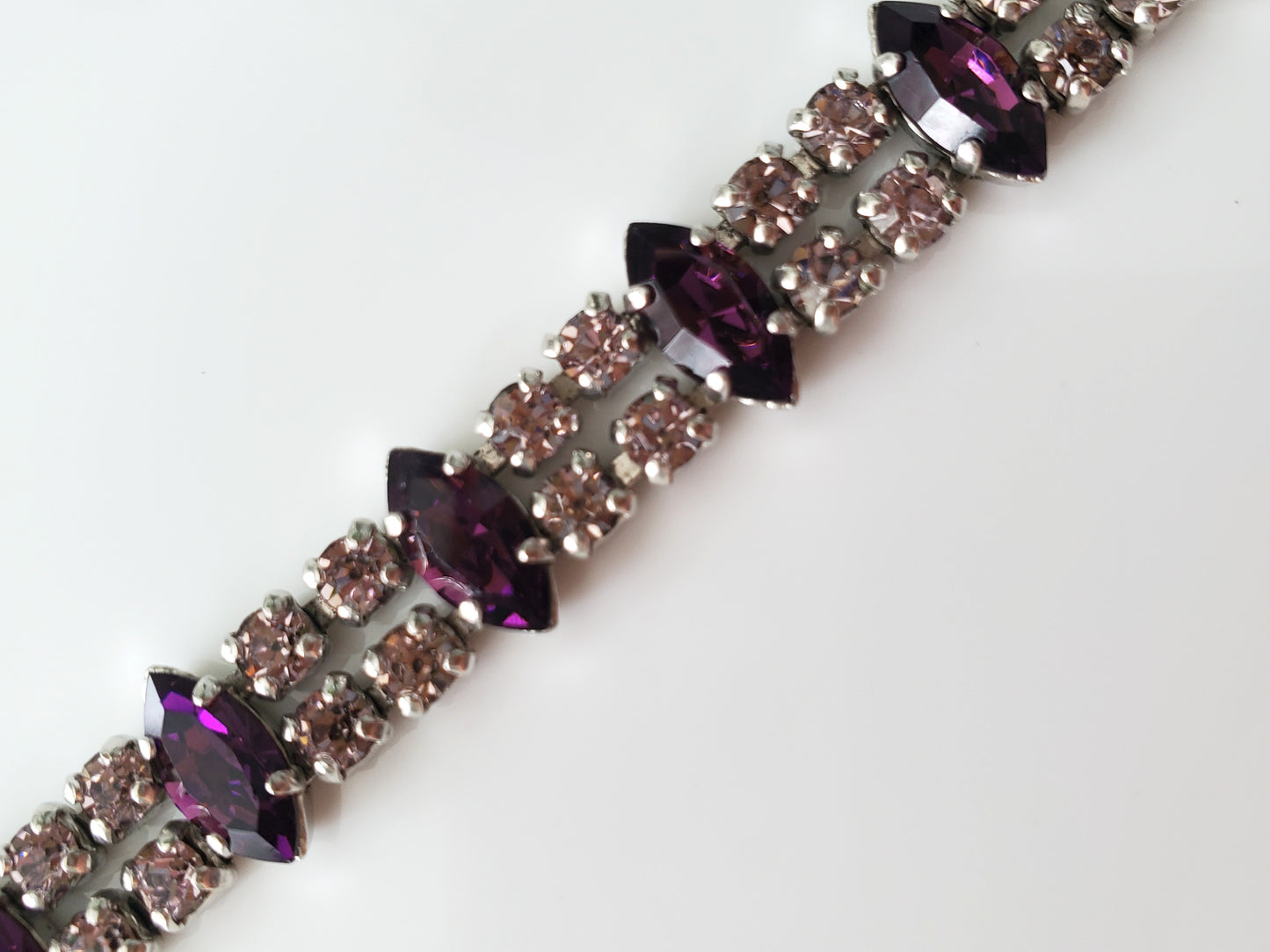 Vintage B David Designer Purple and Lavendar Bracelet with Sterling Silver Safety Clasp
