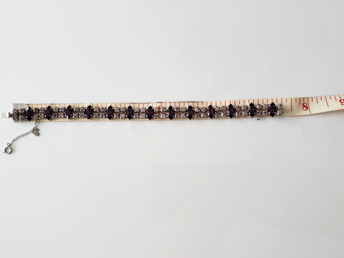 Vintage B David Designer Purple and Lavendar Bracelet with Sterling Silver Safety Clasp