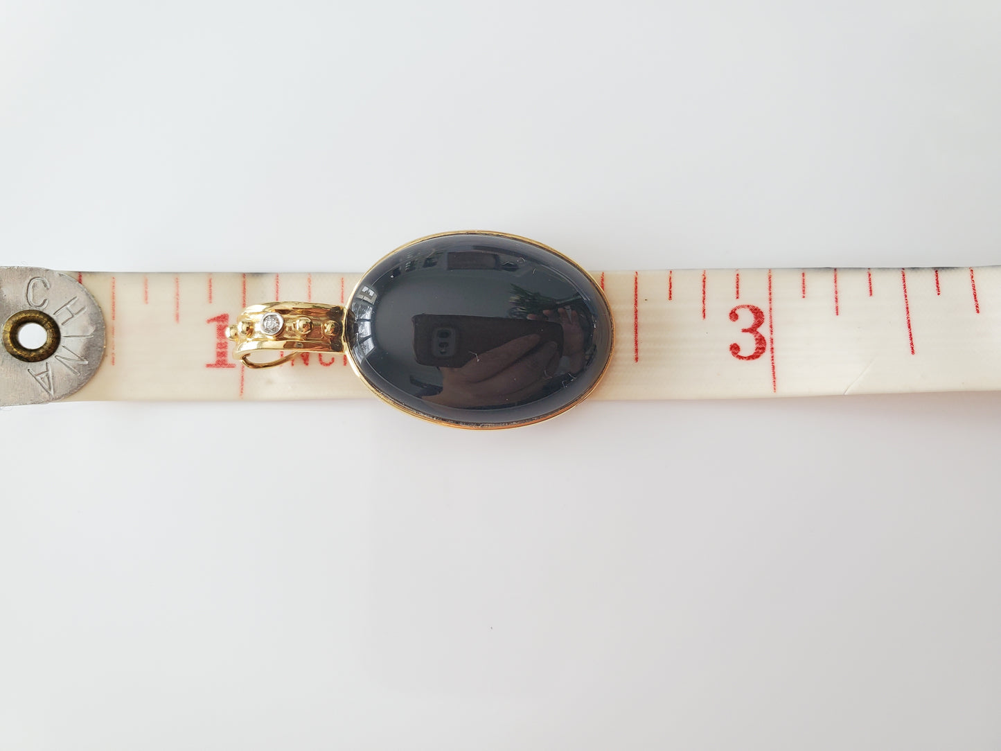 Vintage 14K Gold Onyx Oval Carbochan Snap-on Pendant