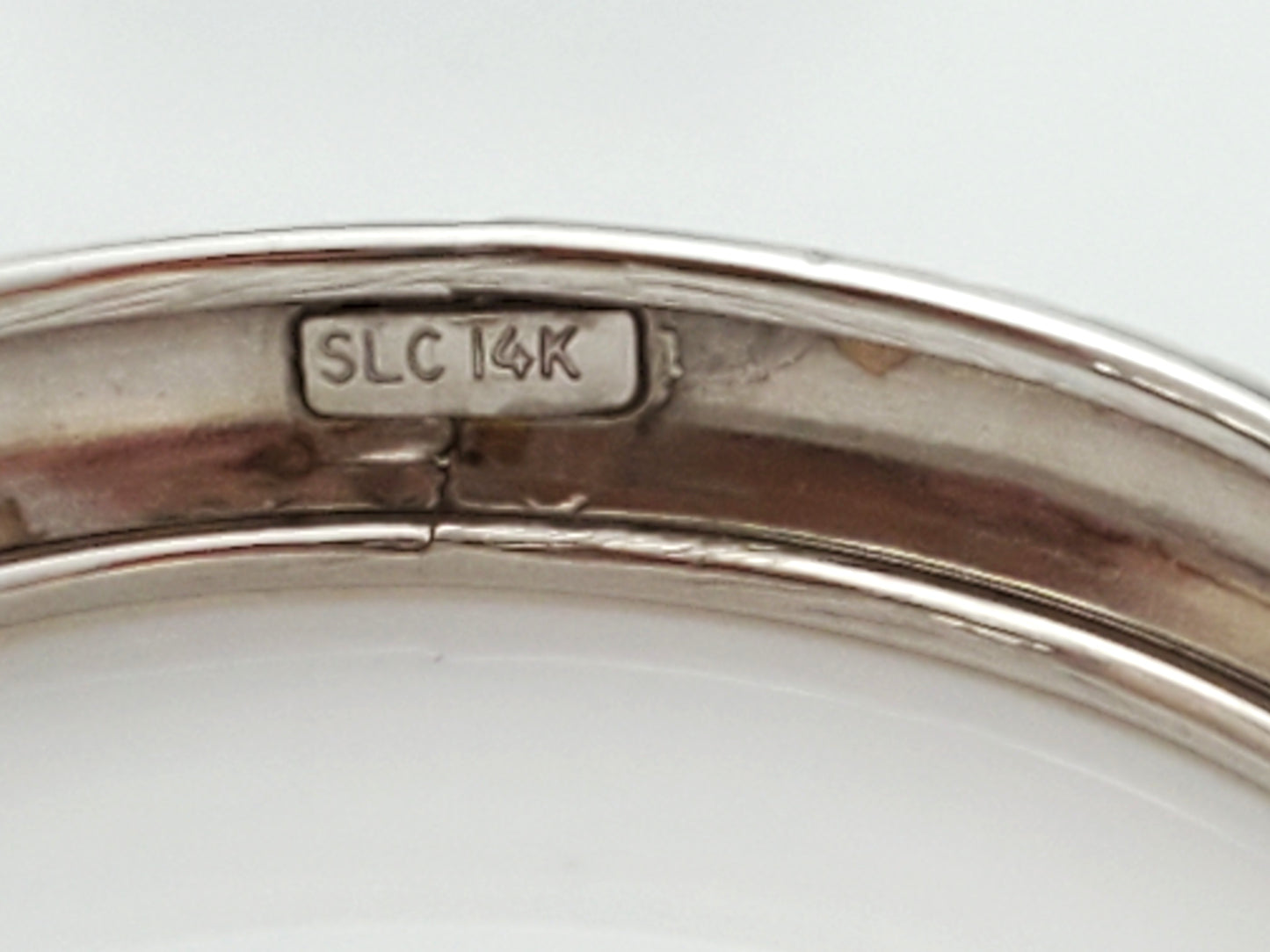 White & Black Enamel 14K White Gold Band Ring