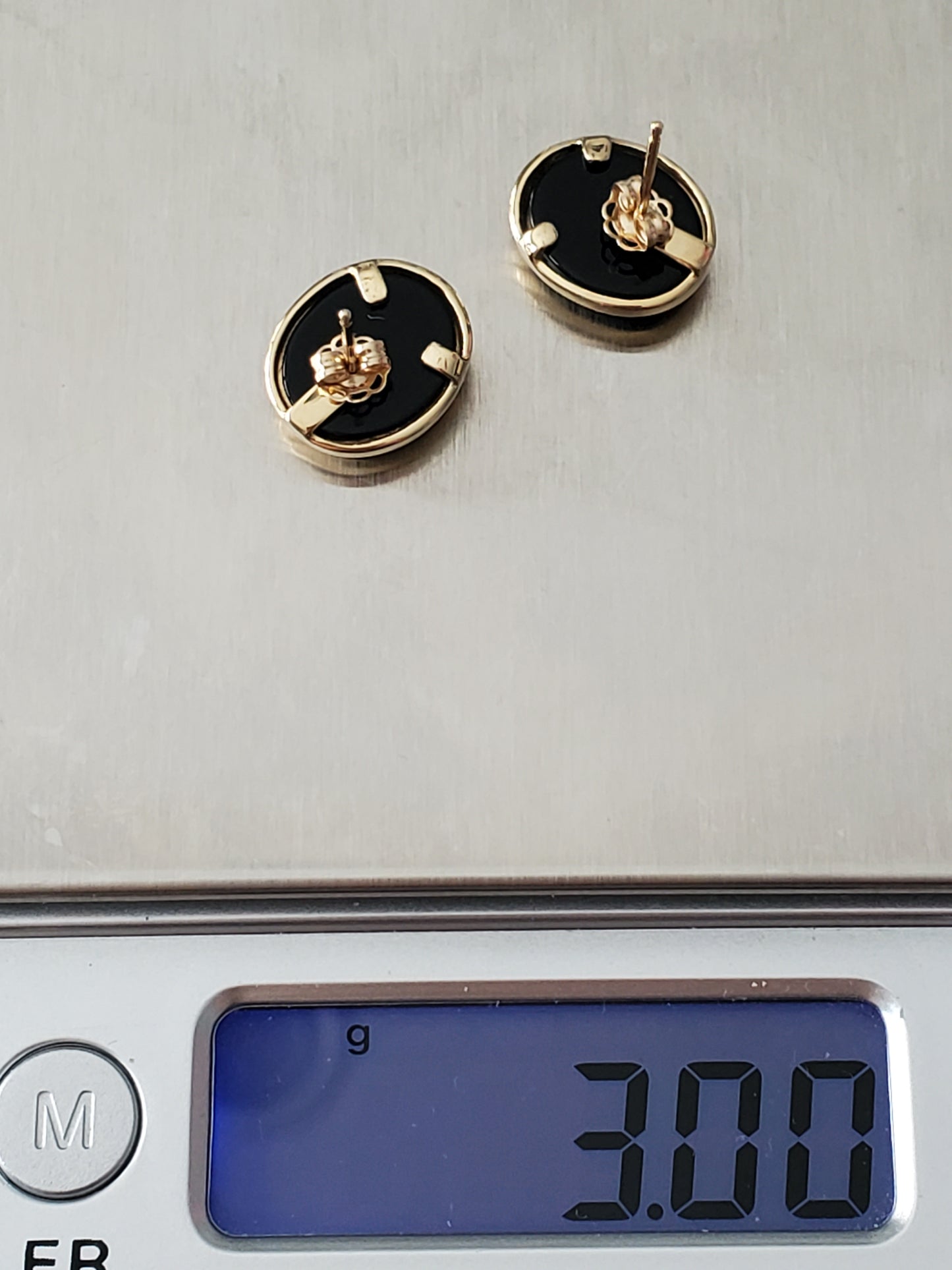 Vintage 14K Solid Gold Onyx Stud Earrings
