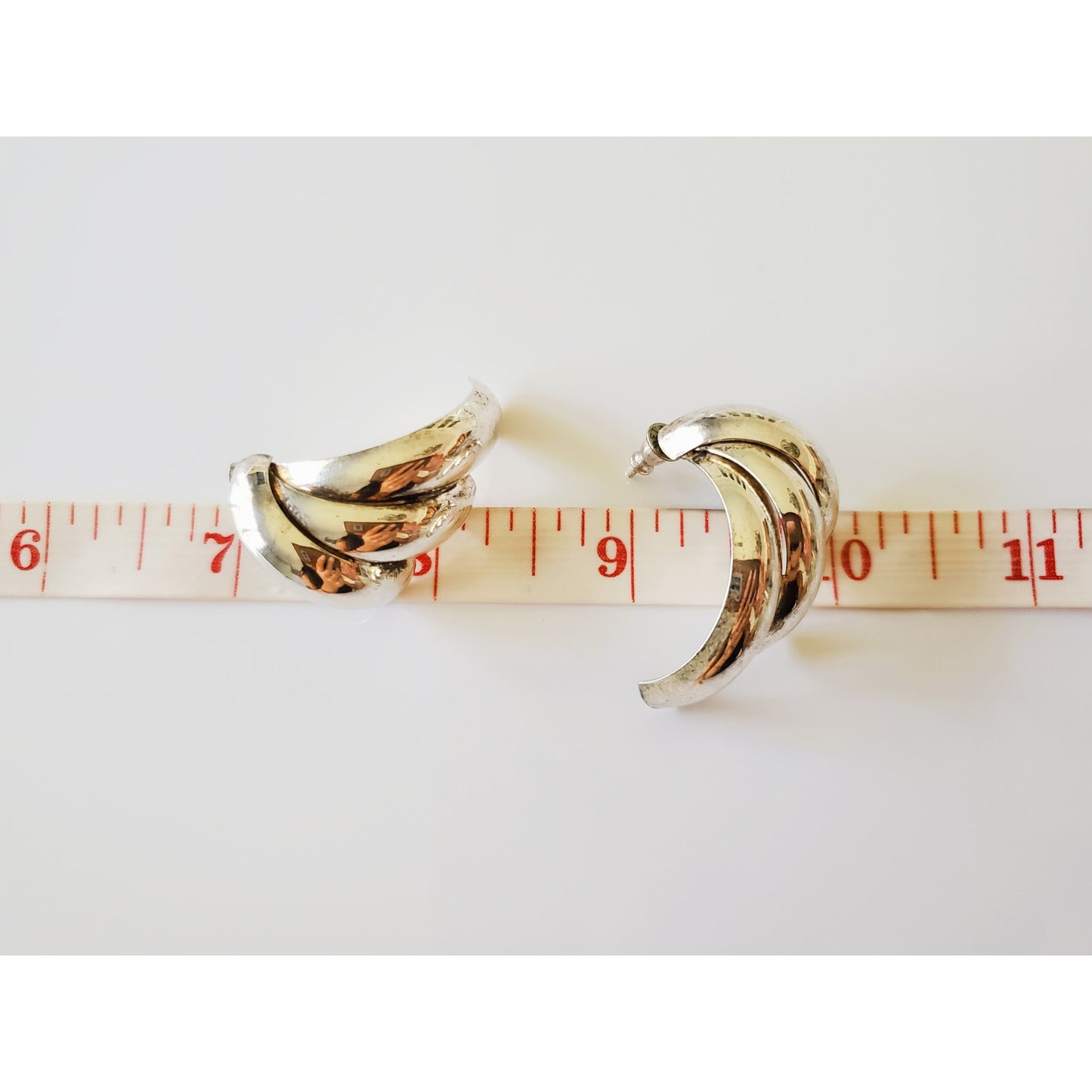 Vintage Silver Tone Feather Earrings