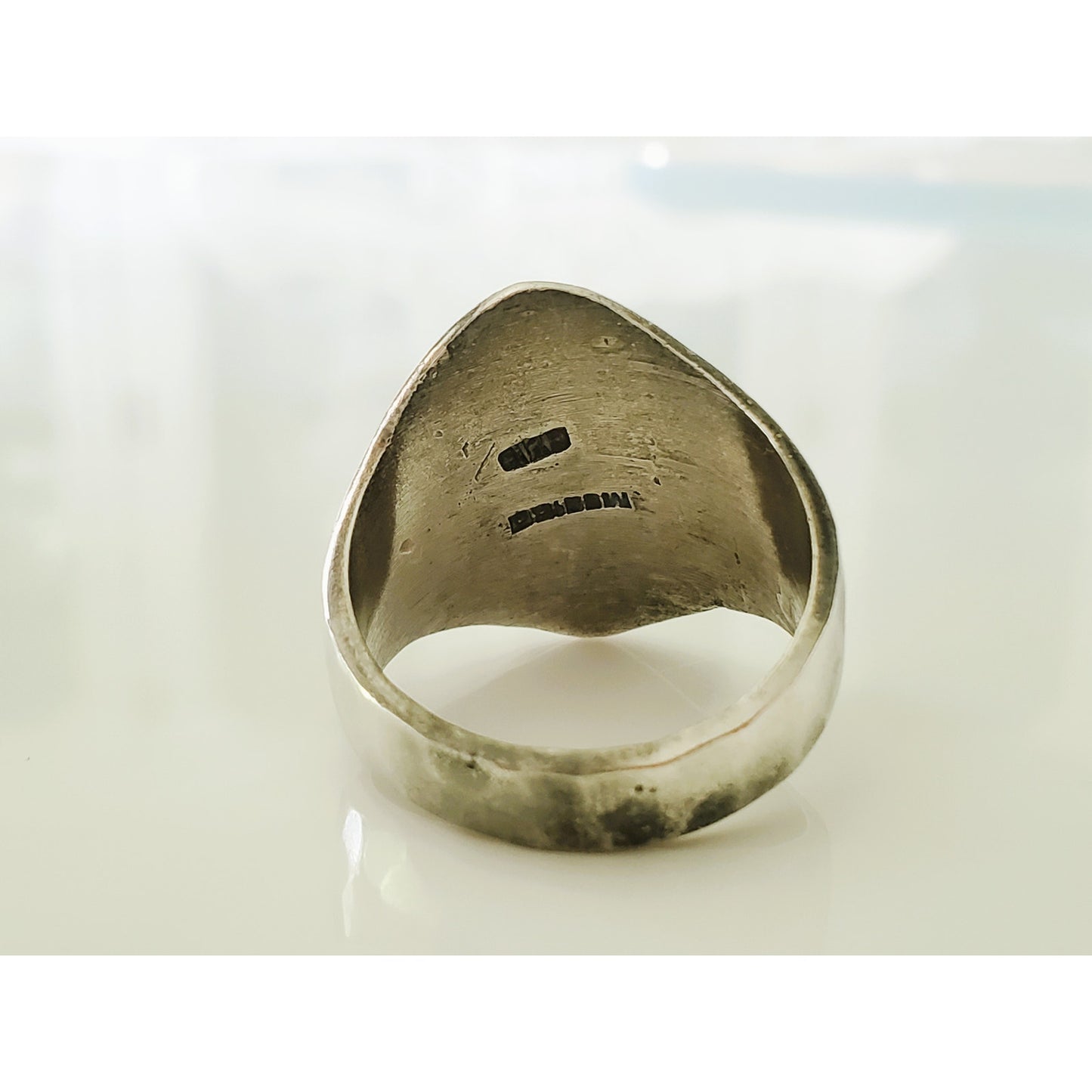 Vintage Mexico Hammered Sterling Silver Modernist Ring