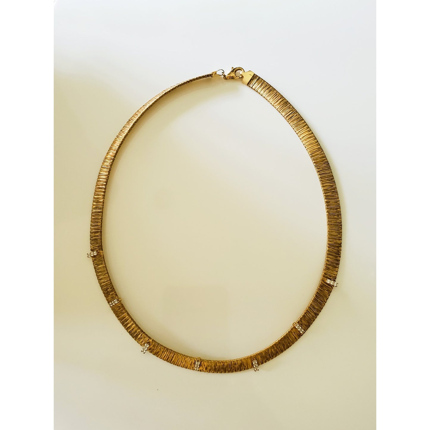 Vintage Sterling Silver Crystal Zirconia Herringbone Necklace