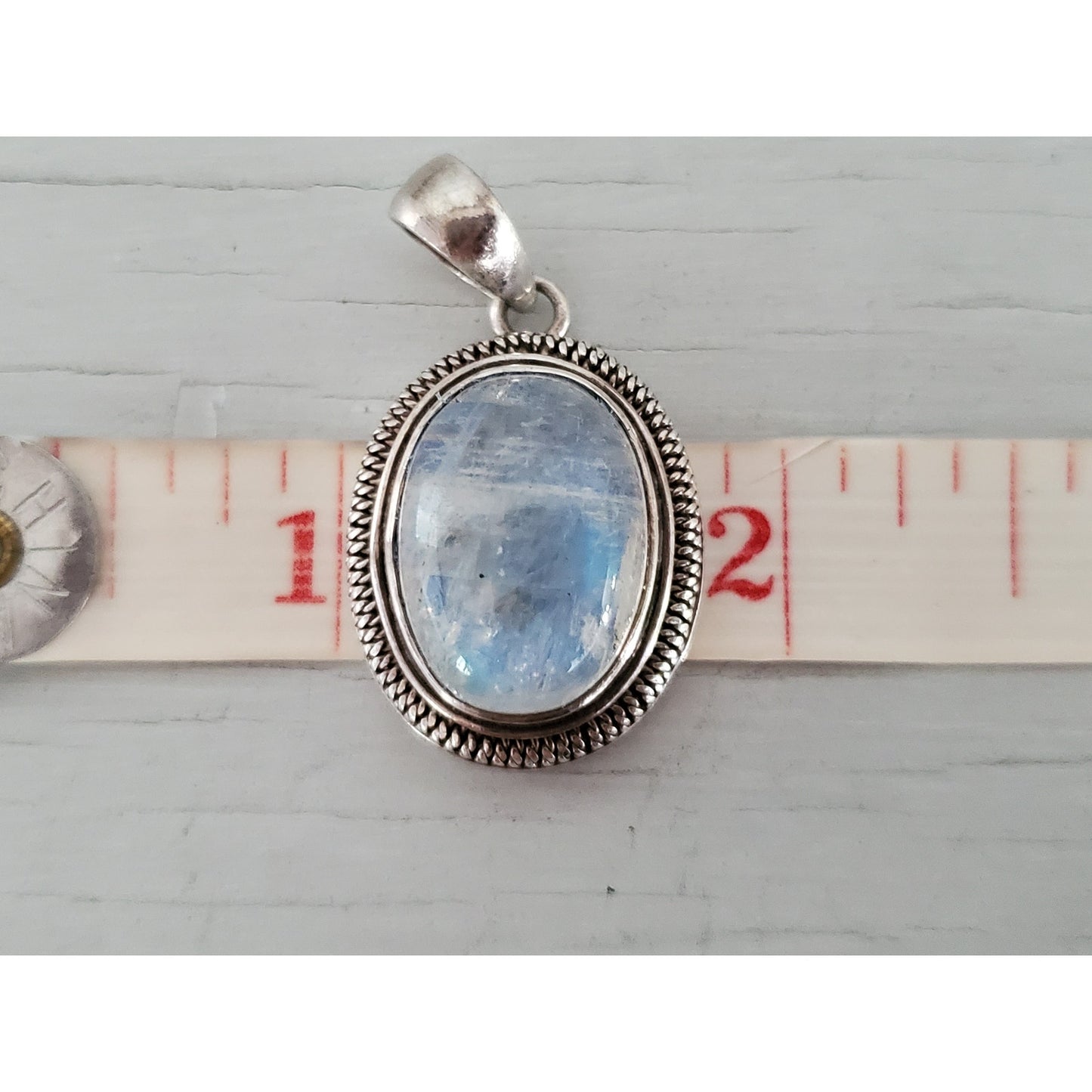 Vintage Sterling Silver Oval Moonstone Pendant