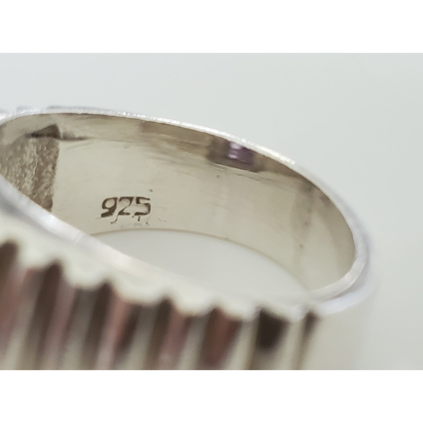 Ribbed Sterling Silver Amethyst Ring