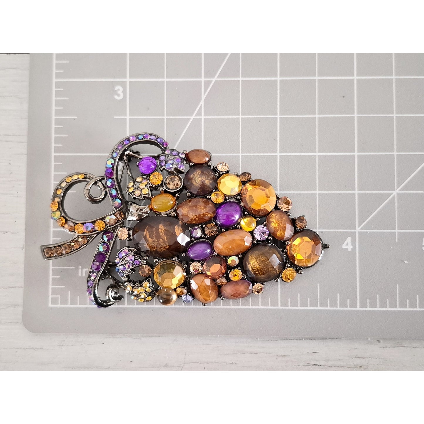 Large Grape Multi-color Rhinestone Brooch