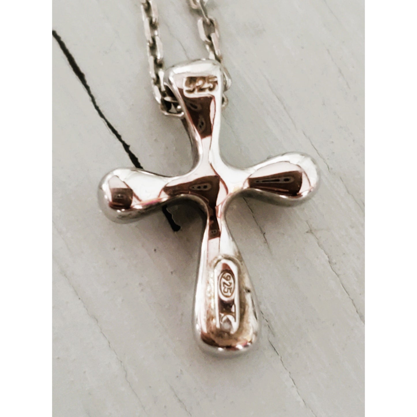 Vintage Sterling Silver Dainty Cross Necklace