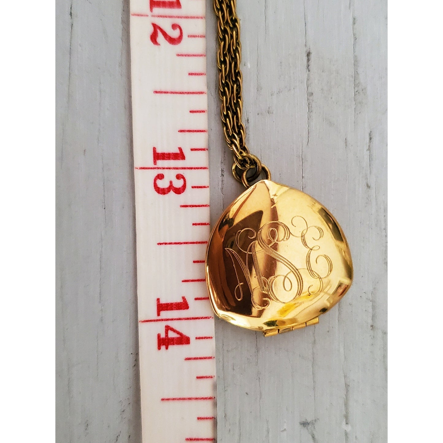 Vintage 1980s Gold Fill MSE Monogram Locket Necklace