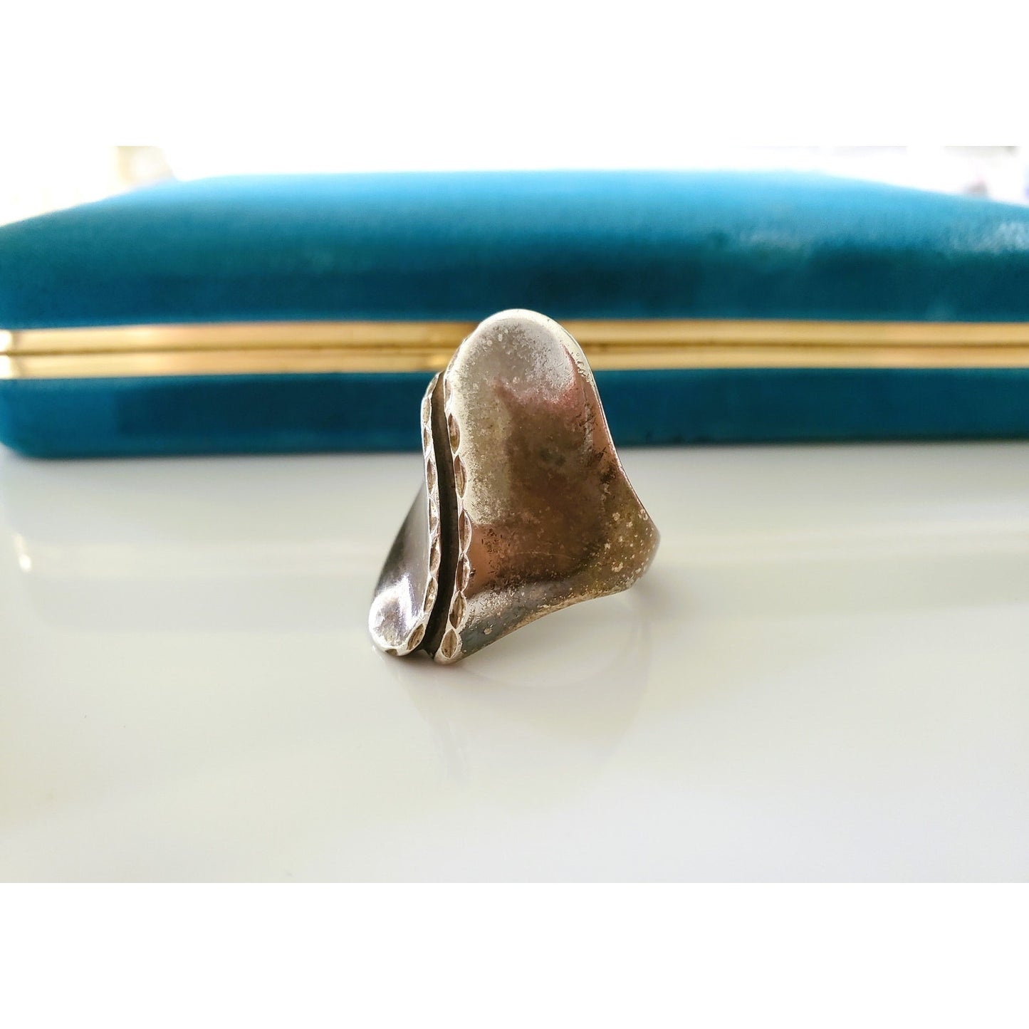 Vintage Sterling Silver Modernist Concave Ring