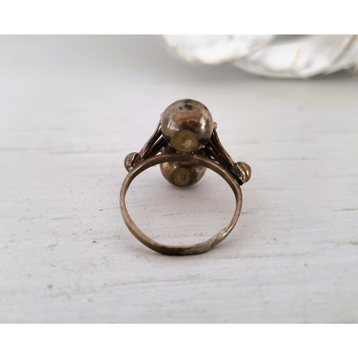 Vintage Sterling Silver Eagle Mark Turquoise Ring