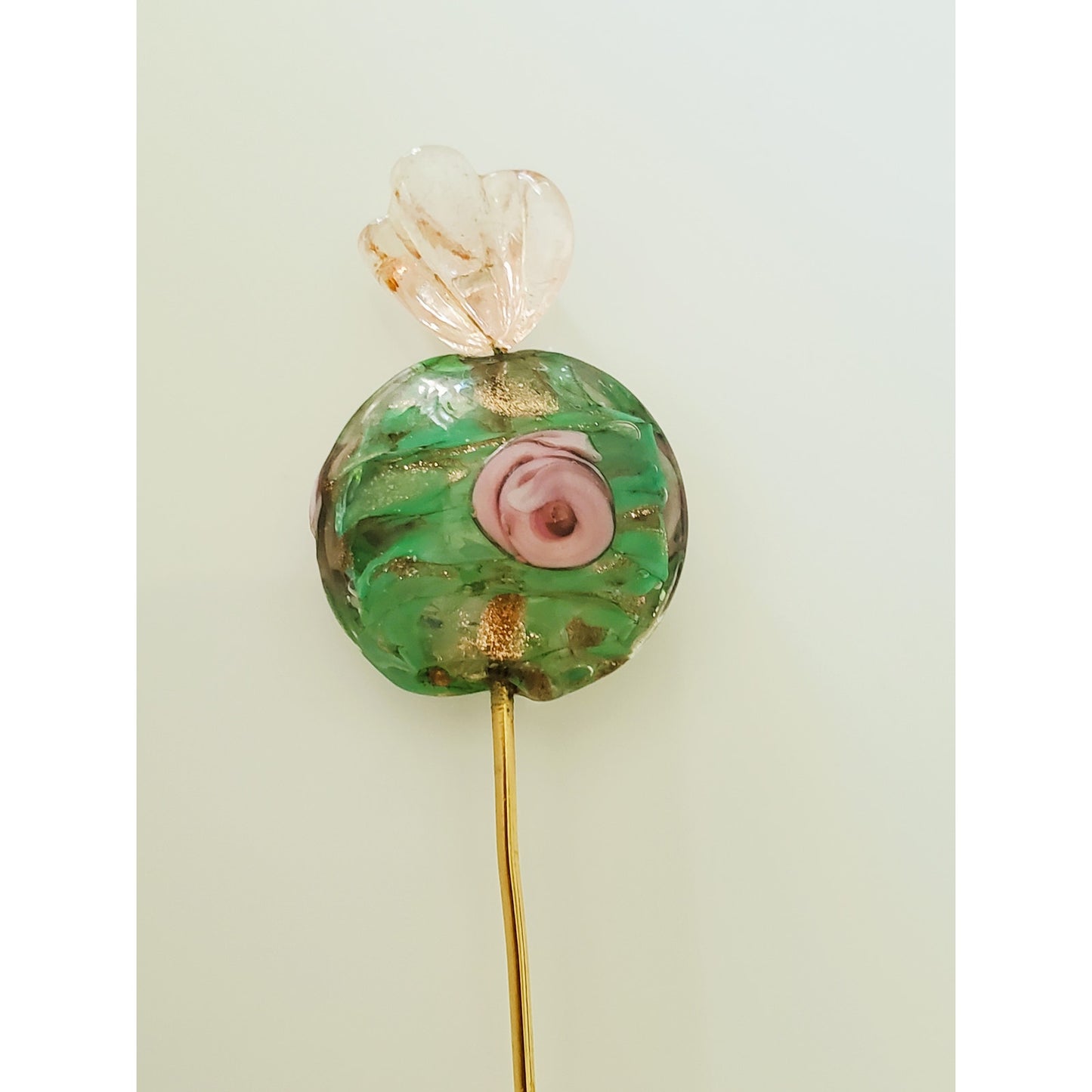 Vintage Hand Painted Glass Hat Pin