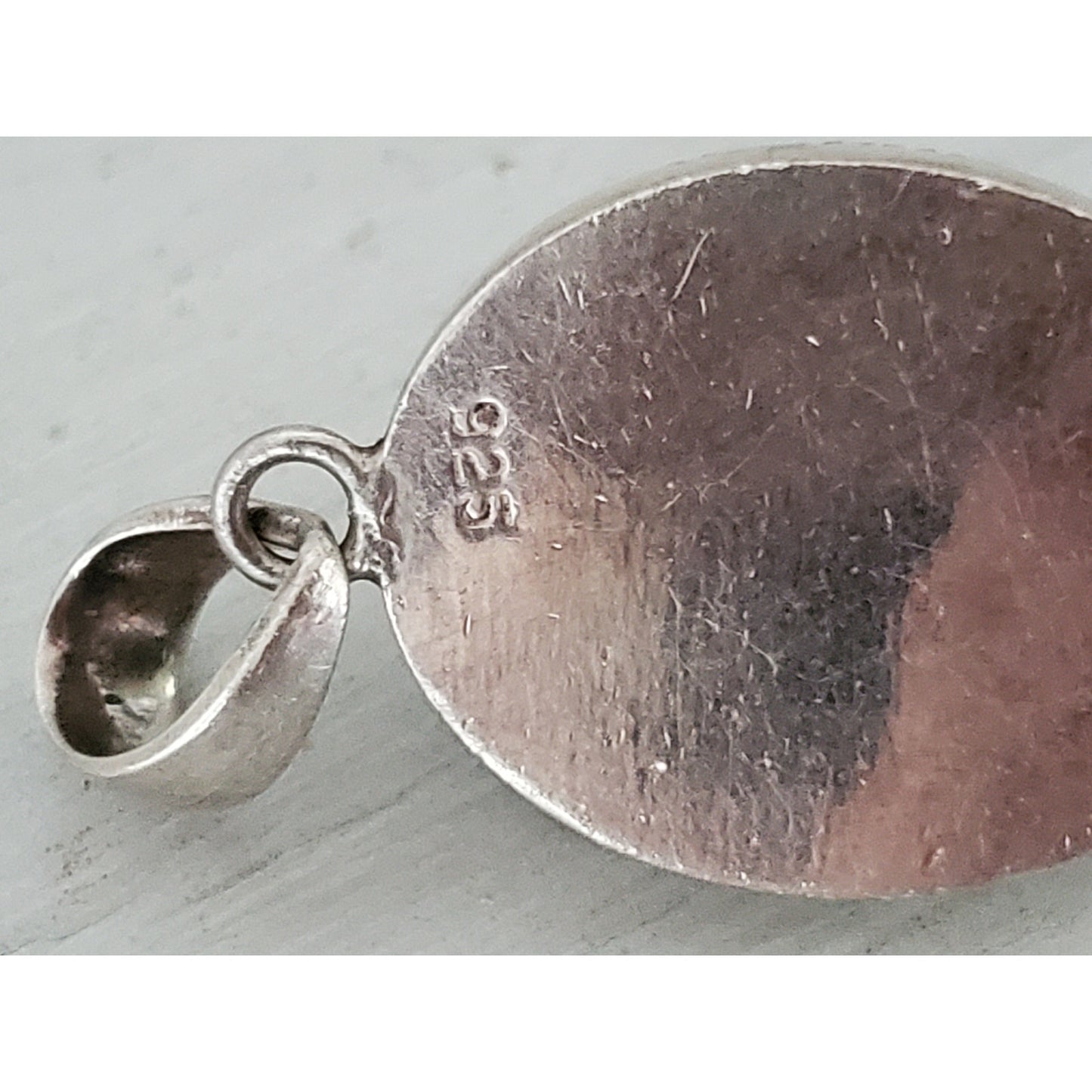 Vintage Sterling Silver Oval Moonstone Pendant