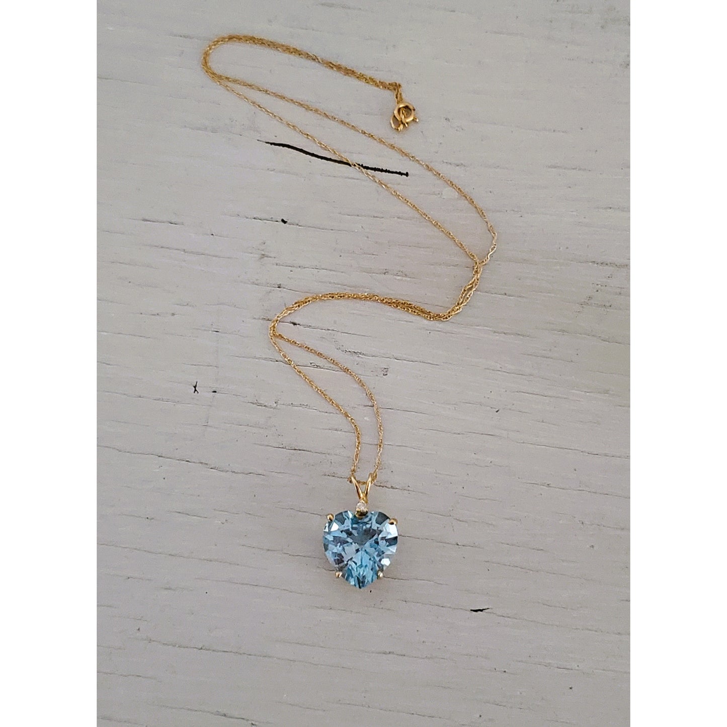 Vintage 14k Gold Clyde Duneier Heart Topaz Necklace