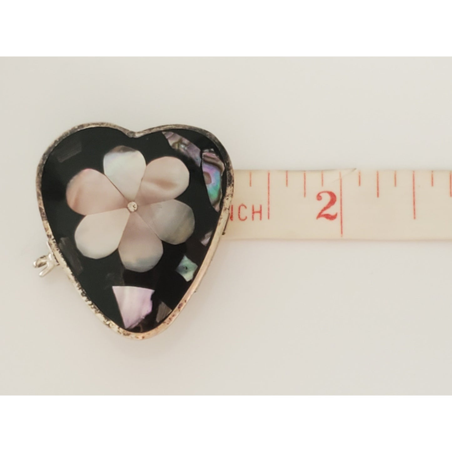 Vintage Estate Silver Alpaca Mother of Pearl Inlay Pill Snuff Box Mexico
