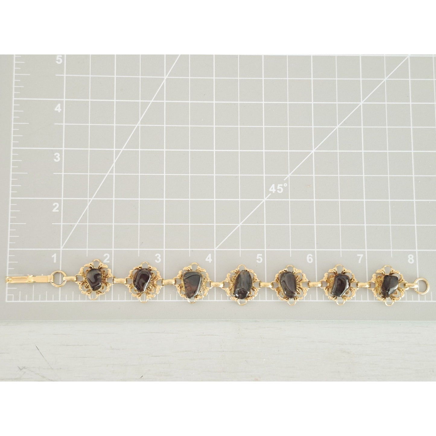 Vintage Gold-Tone Brown Stone Bracelet