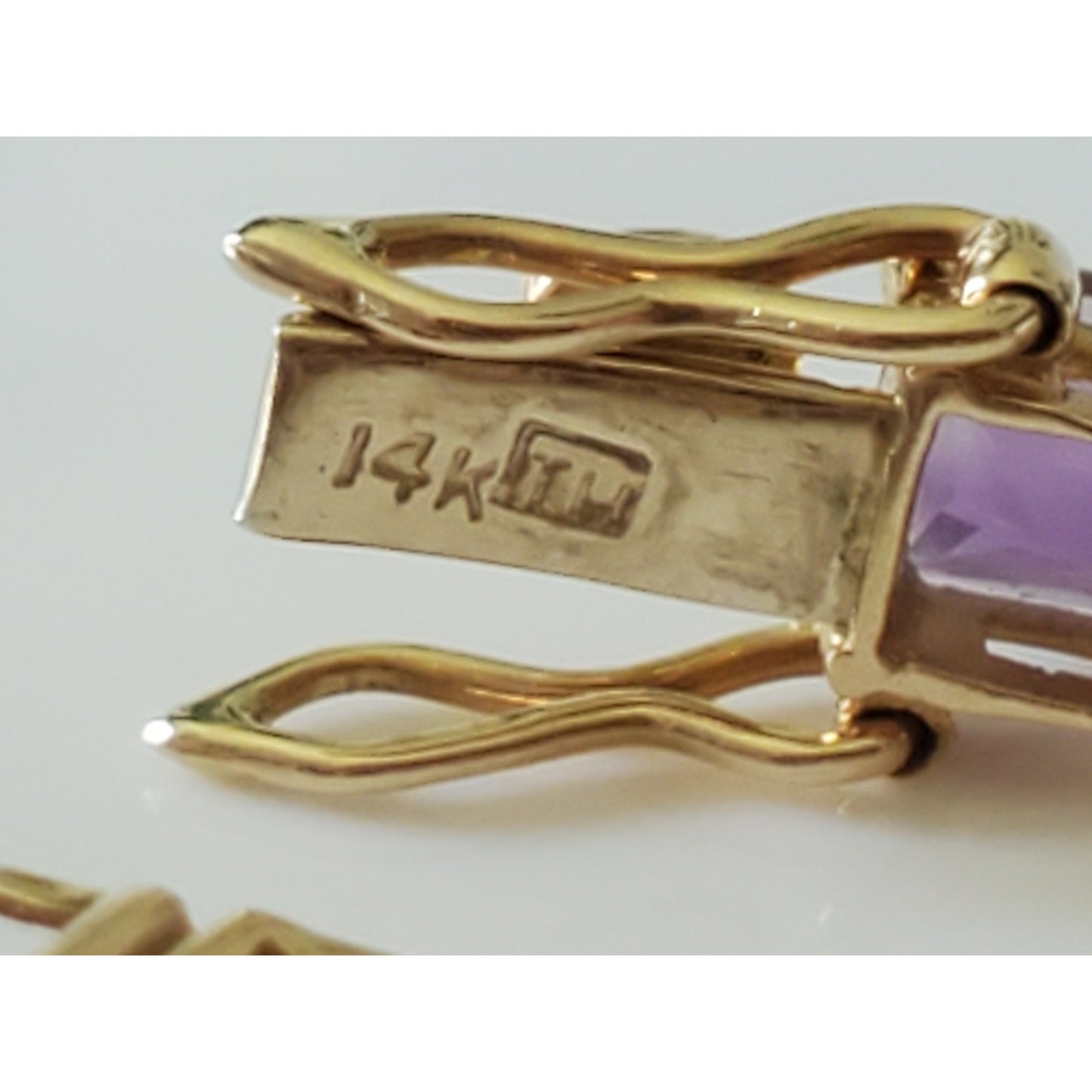 Vintage 14K Gold Amethyst Square Cut Bracelet