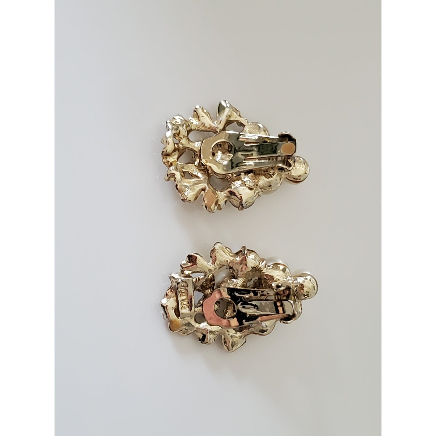 Vintage Faux Pearl and Rhinestone Clip On Earrings