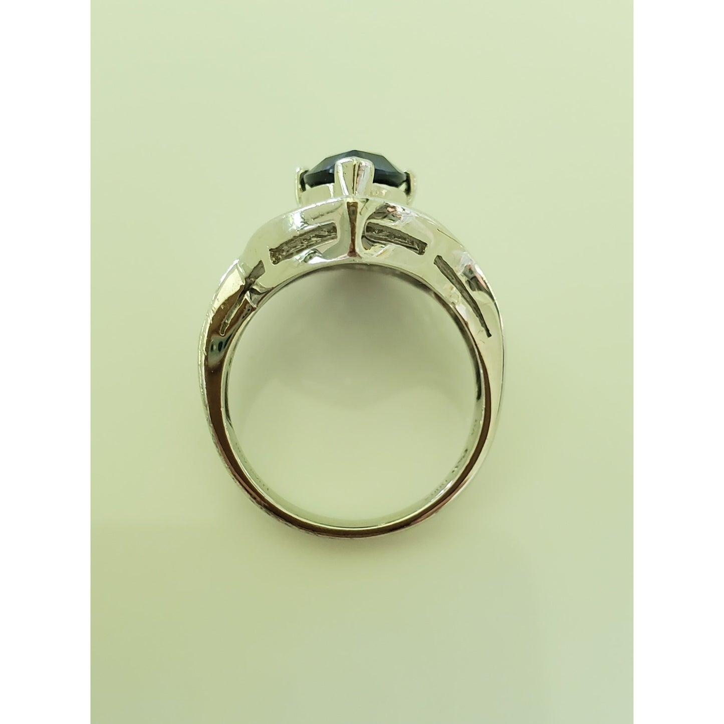Vintage Sapphire and CZ Sterling Silver Ring