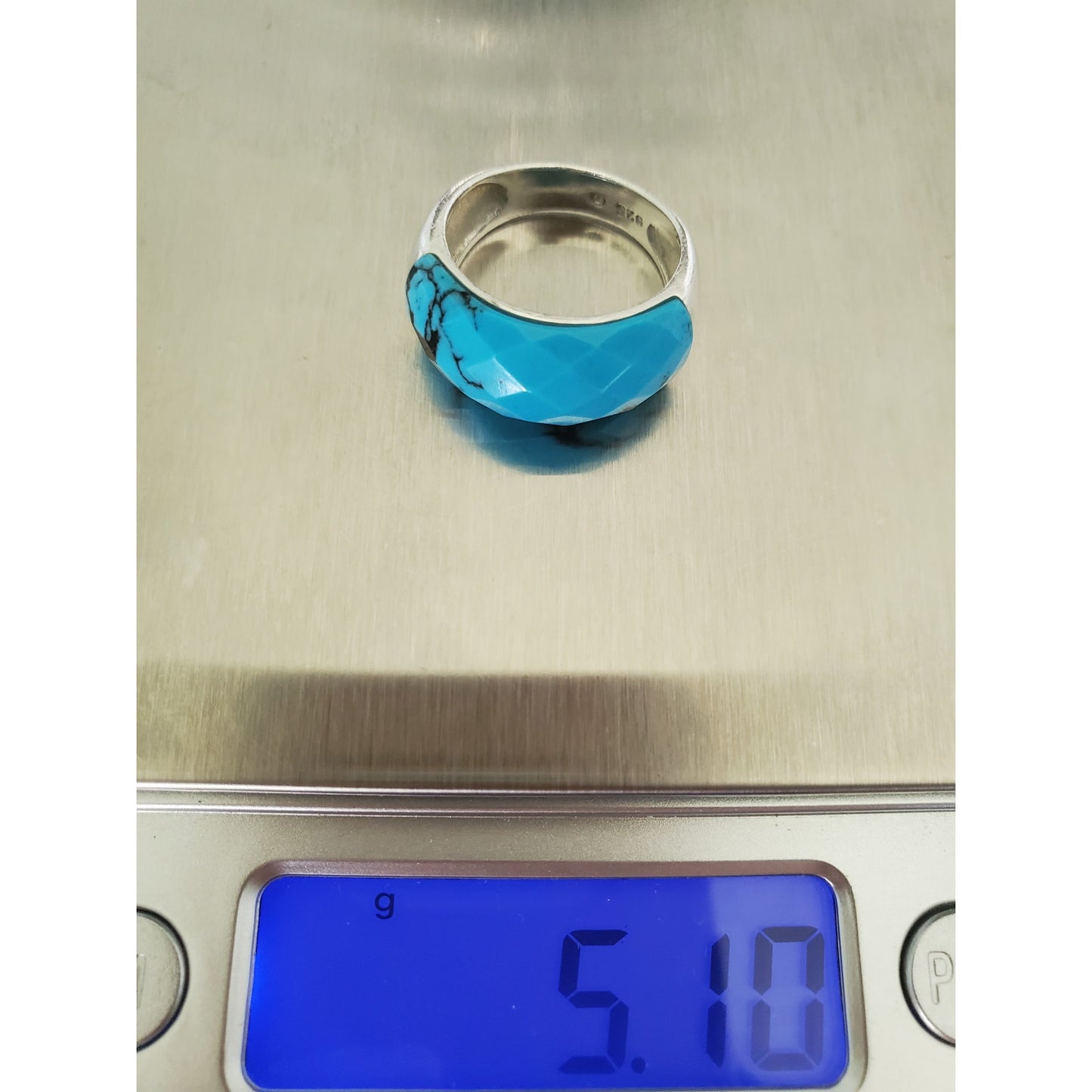Faceted Turquoise Sterling Silver Ring Band