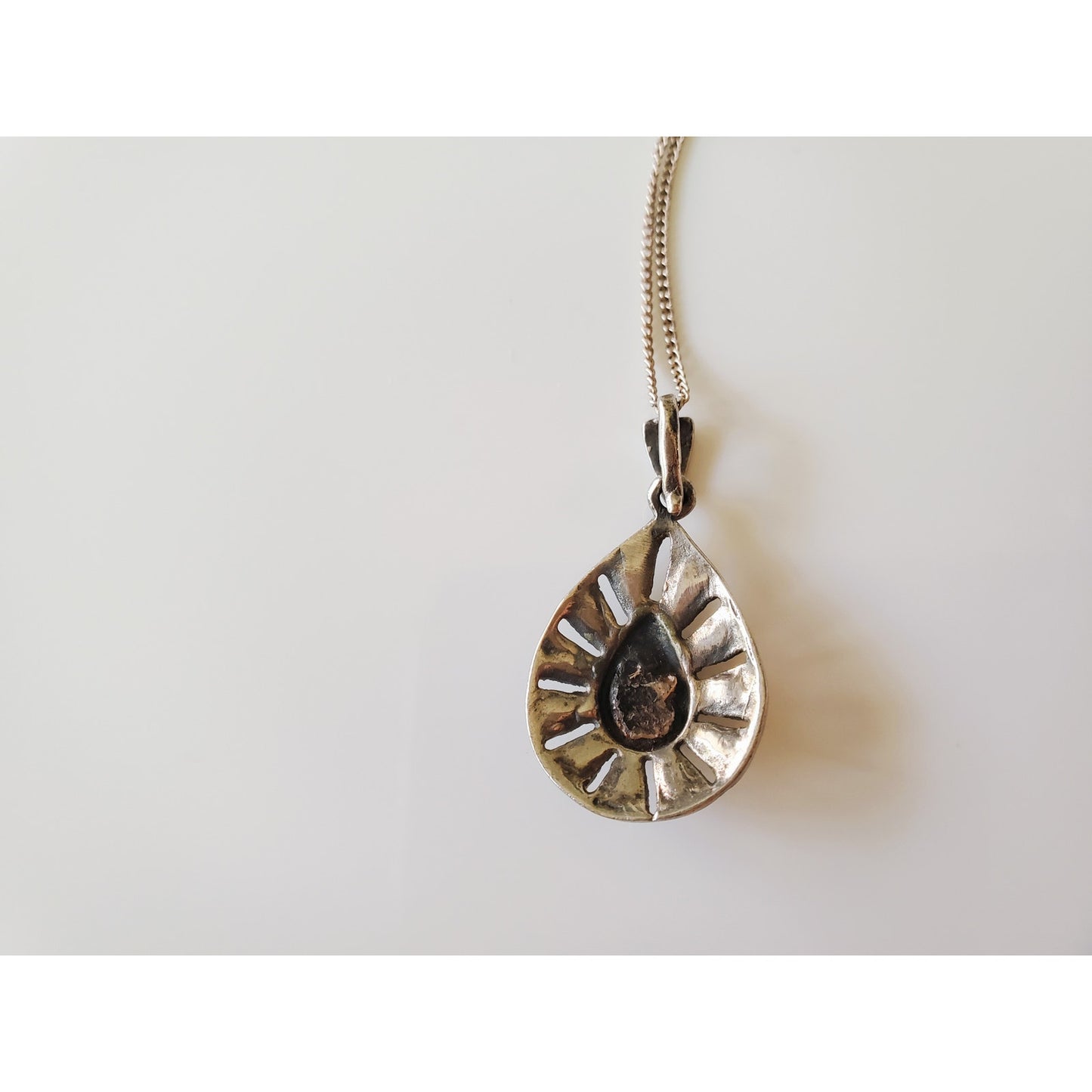 Vintage Sterling Silver Avon Black Stone Necklace