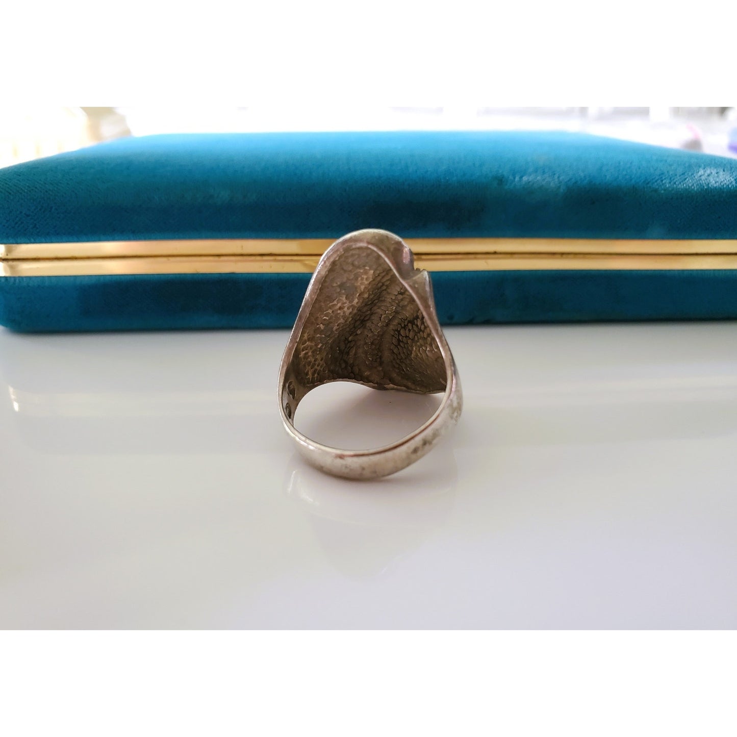 Vintage Sterling Silver Modernist Concave Ring