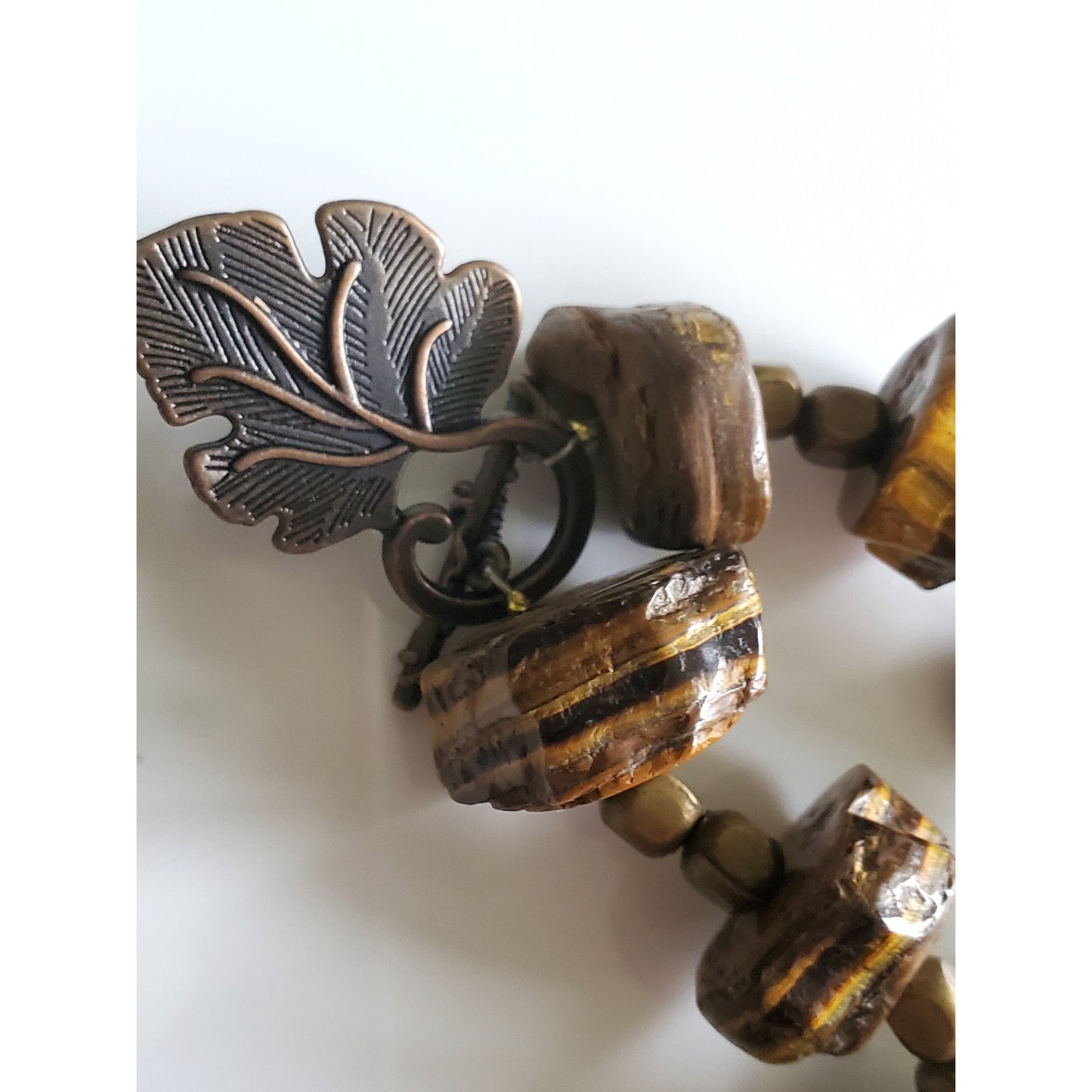 Beaded Tiger Eye Necklace and Earring Jewelry Set