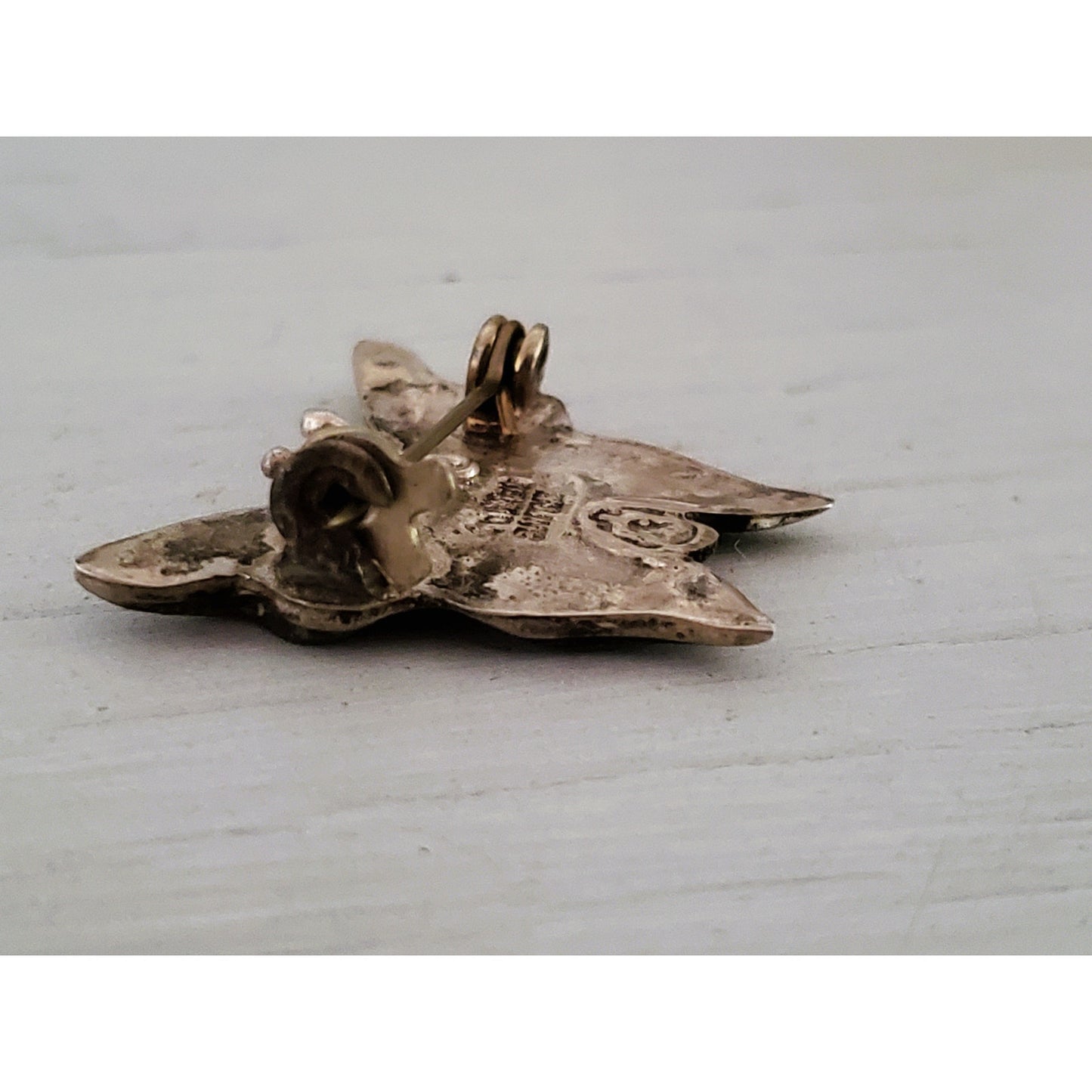 Vintage Sterling Silver Mother of Pearl Butterfly Pin