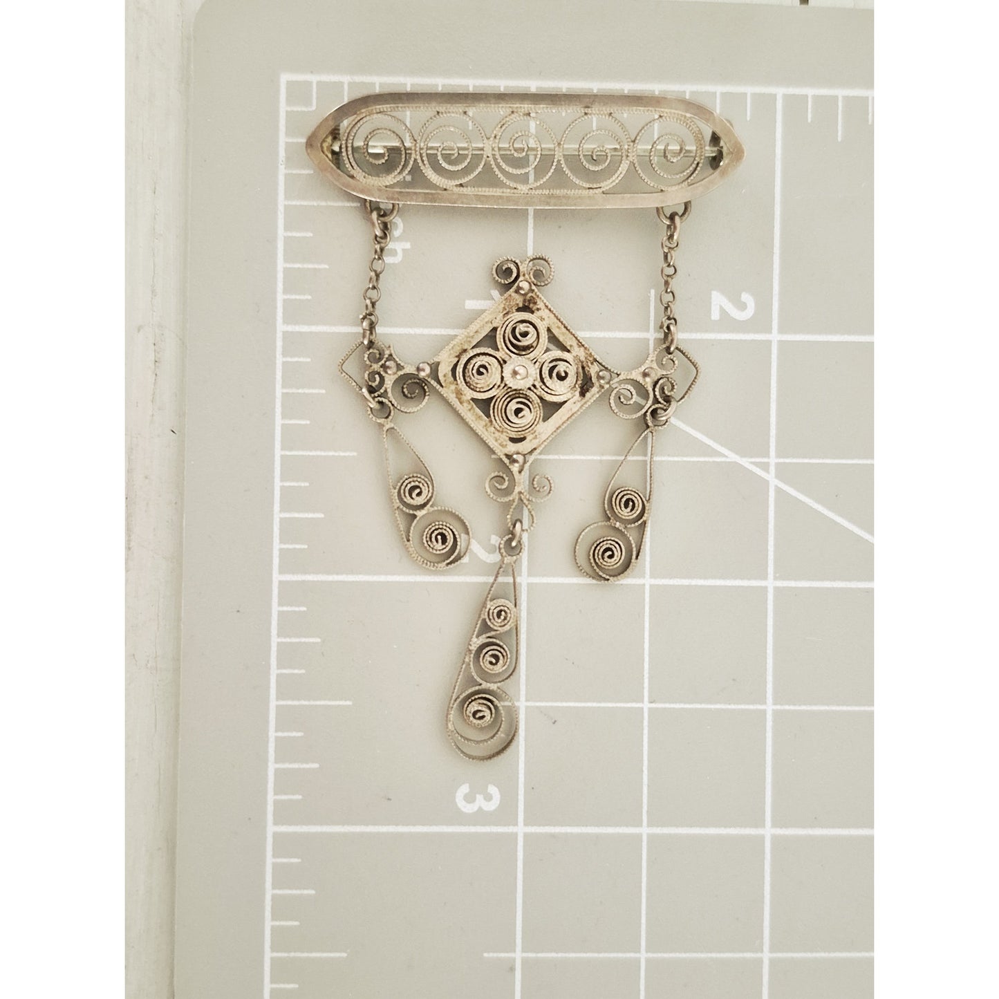 Vintage Antique Silver Scandinavian Solje C-Clasp Pin Brooch